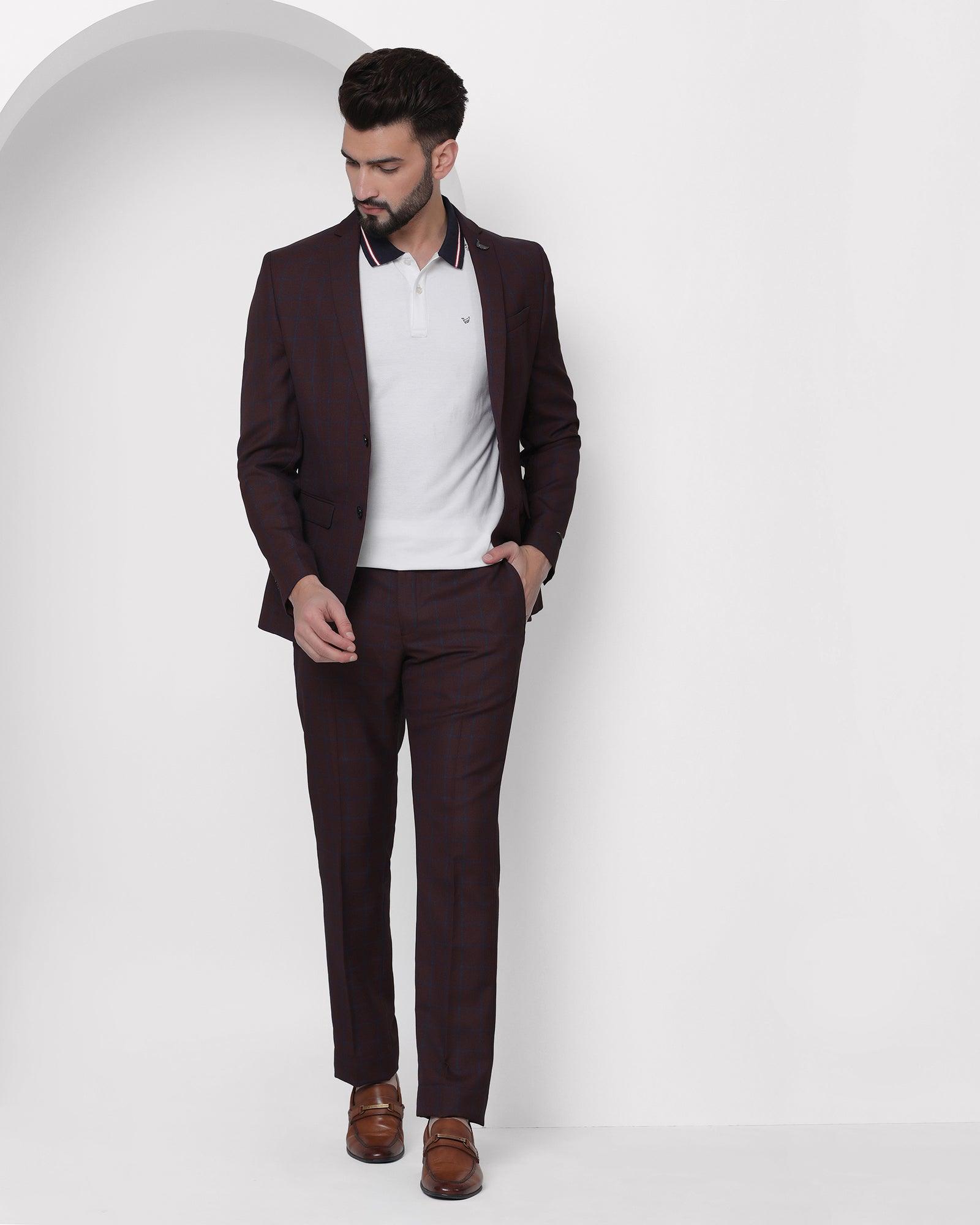 Check 6X Suit In Wine (Hildo) - Blackberrys