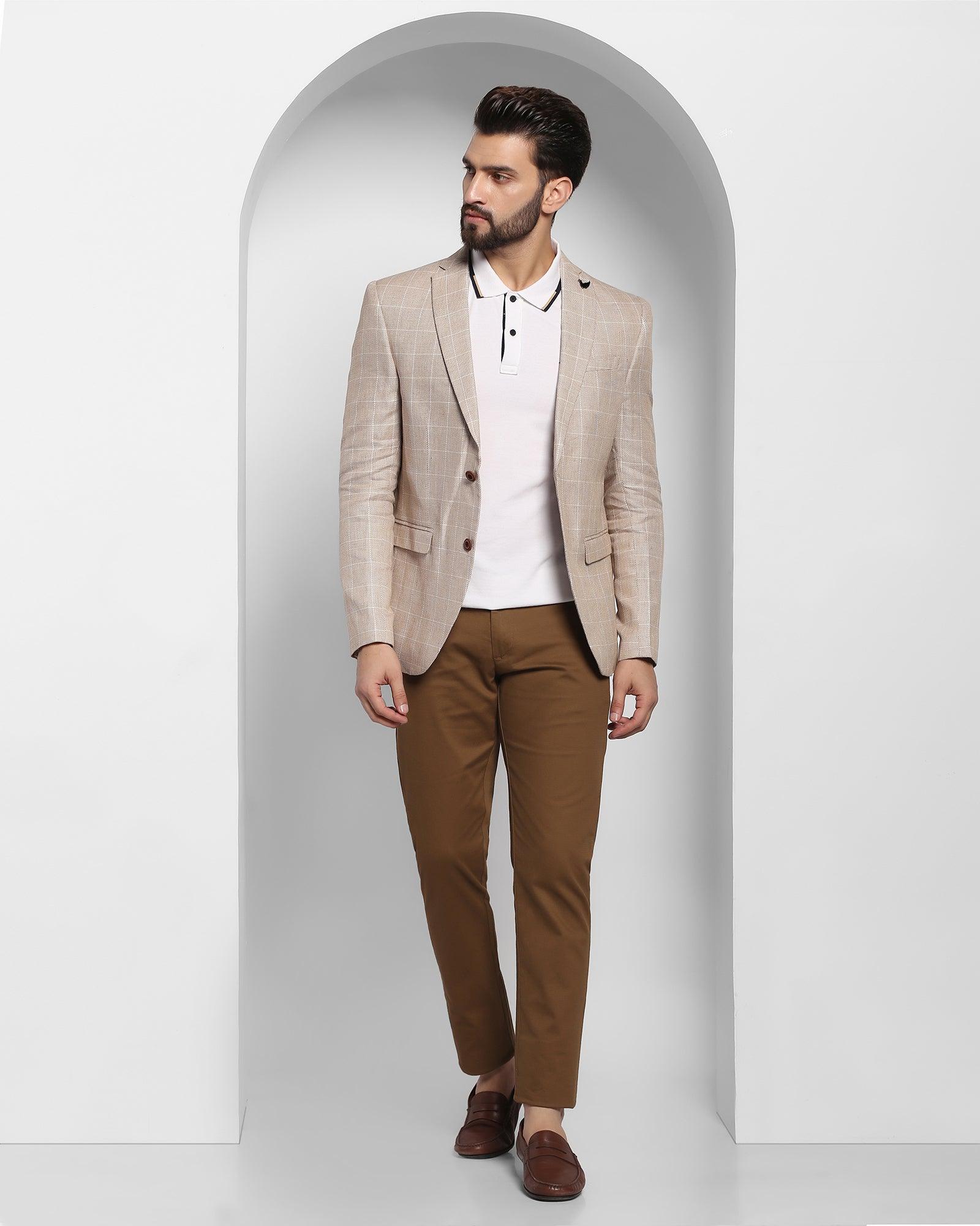 Check Casual Blazer In Mid Brown (Scout) - Blackberrys