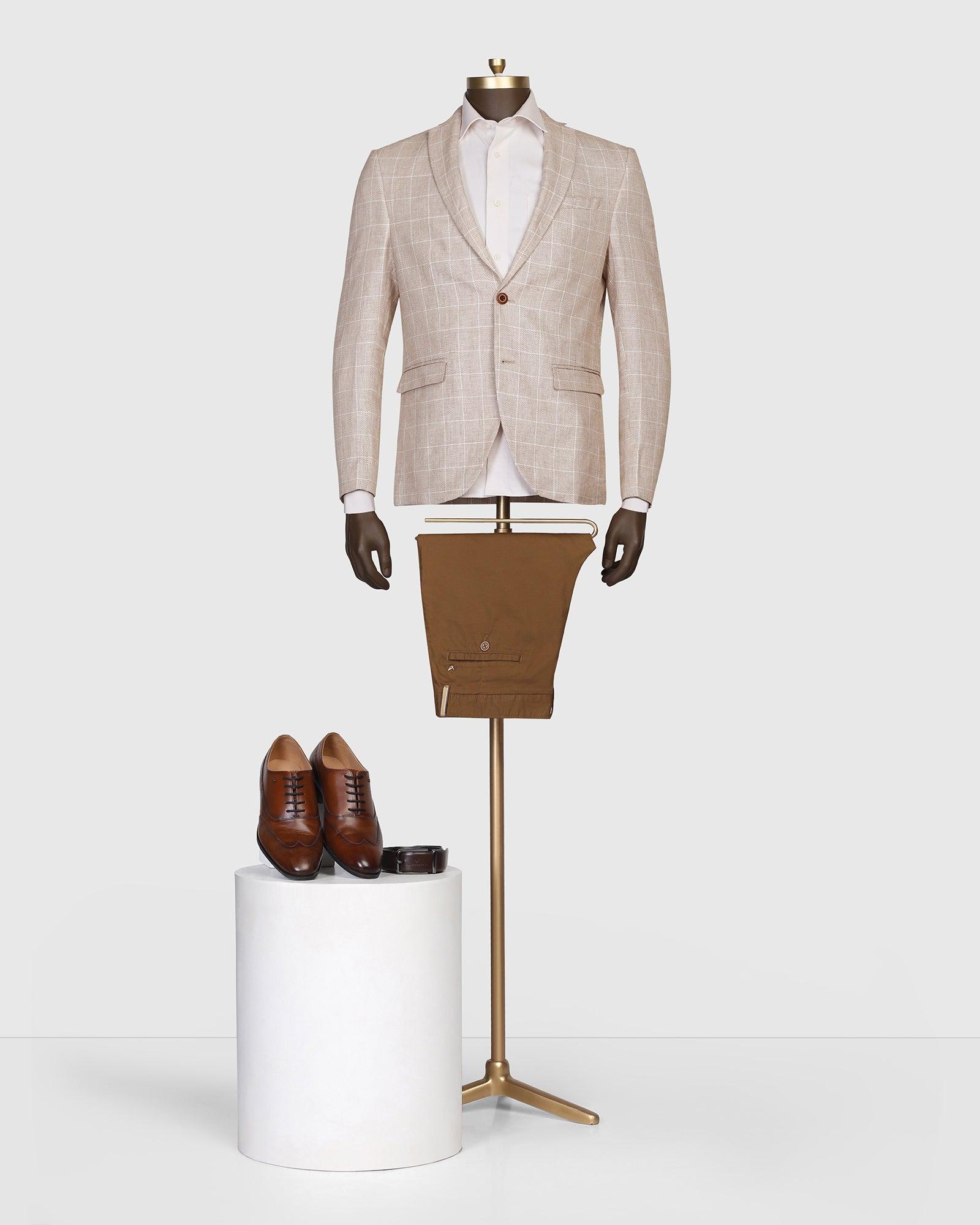 Check Casual Blazer In Mid Brown (Scout) - Blackberrys