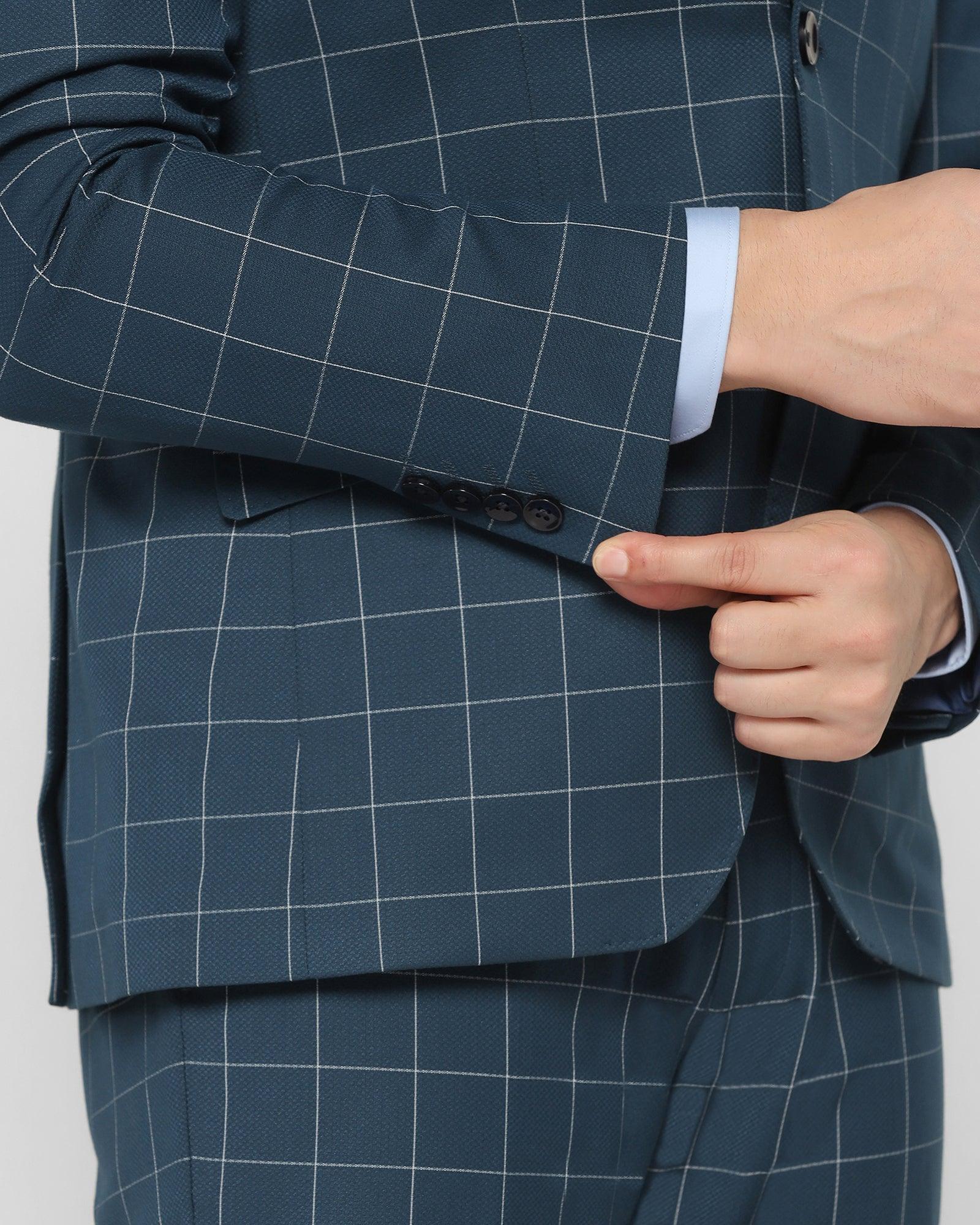 Check Tuxedo 6X Suit In Teal (Micah) - Blackberrys