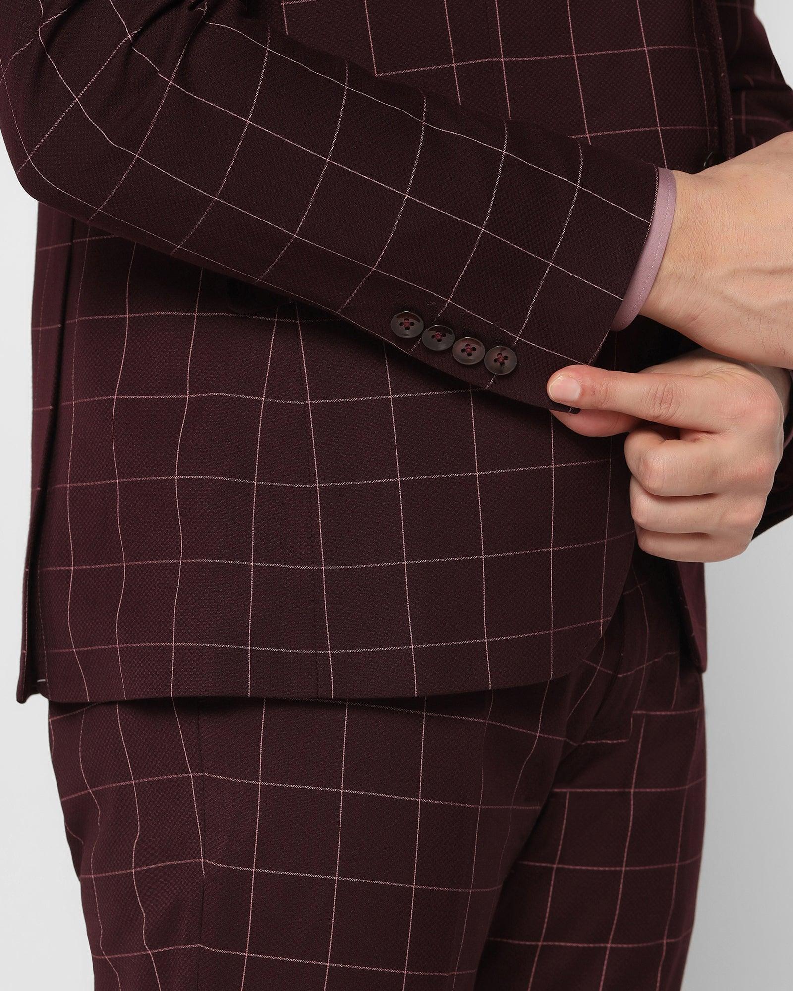 Check Tuxedo 6X Suit In Wine (Micah) - Blackberrys