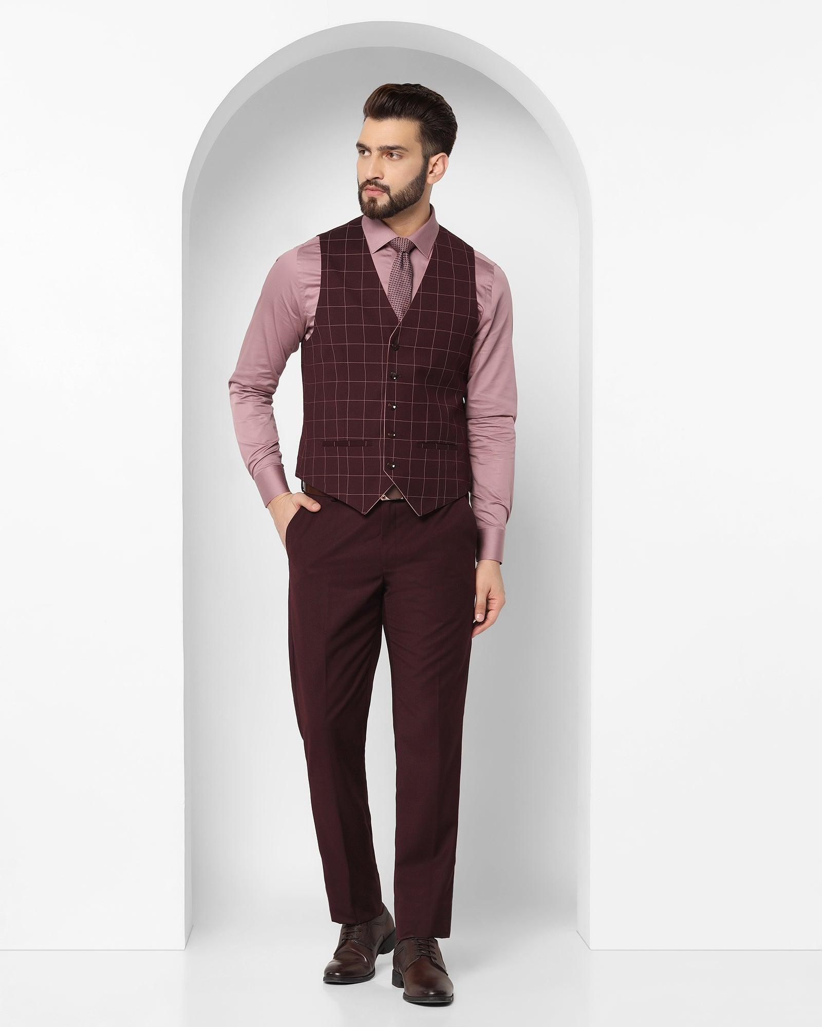 Check Tuxedo 6X Suit In Wine (Micah) - Blackberrys
