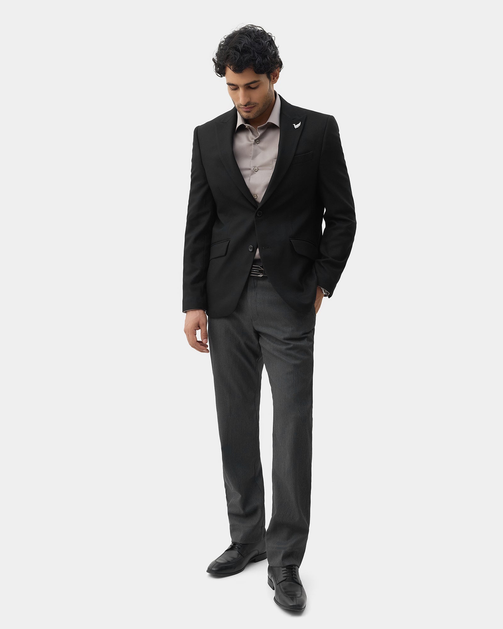 Black Textured Blazer - Sazam