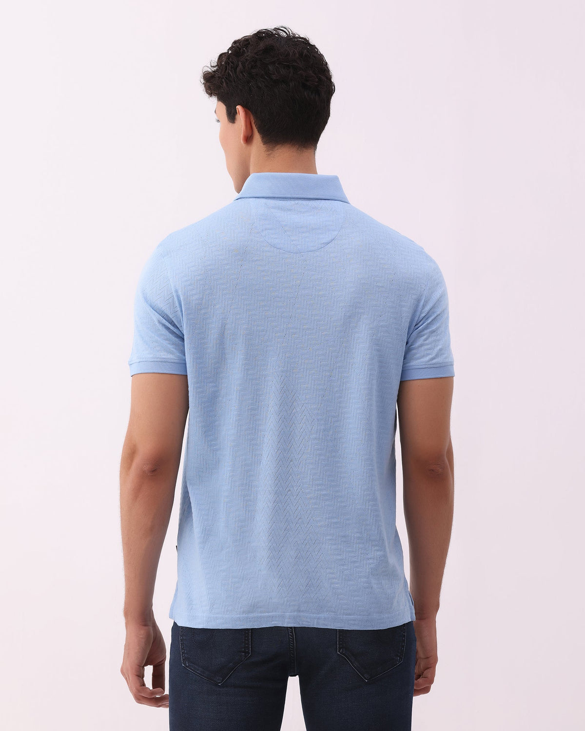 Cool Blue Textured Polo - Sun