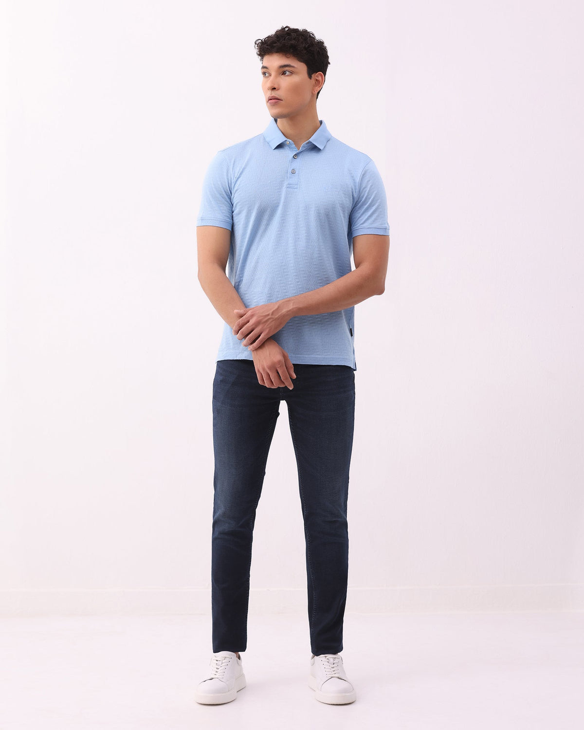 Cool Blue Textured Polo - Sun