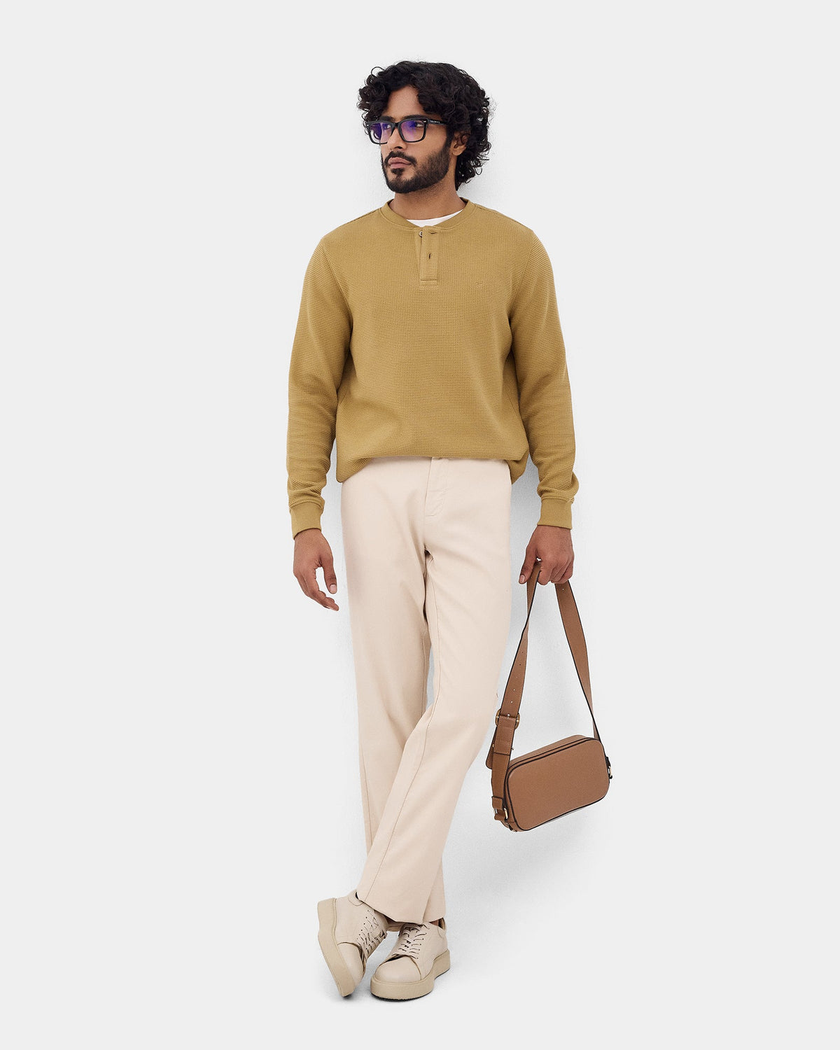 Copper Brown Textured Sweatshirt - Sand