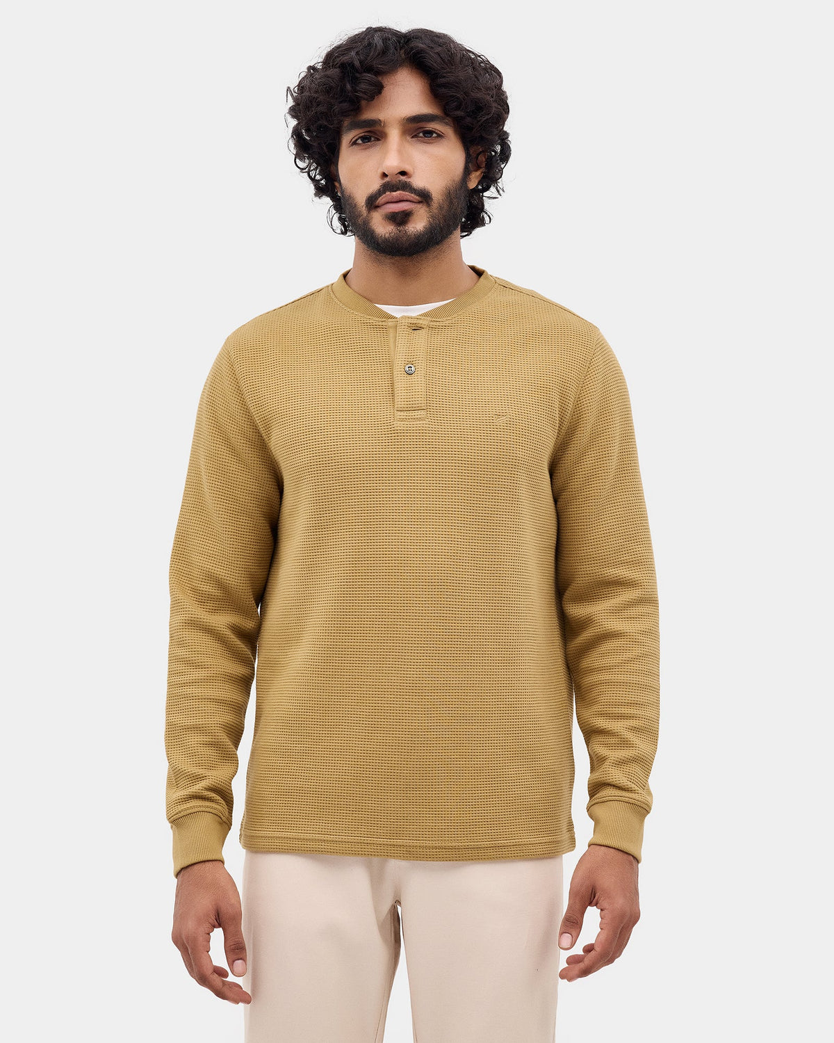 Copper Brown Textured Sweatshirt - Sand