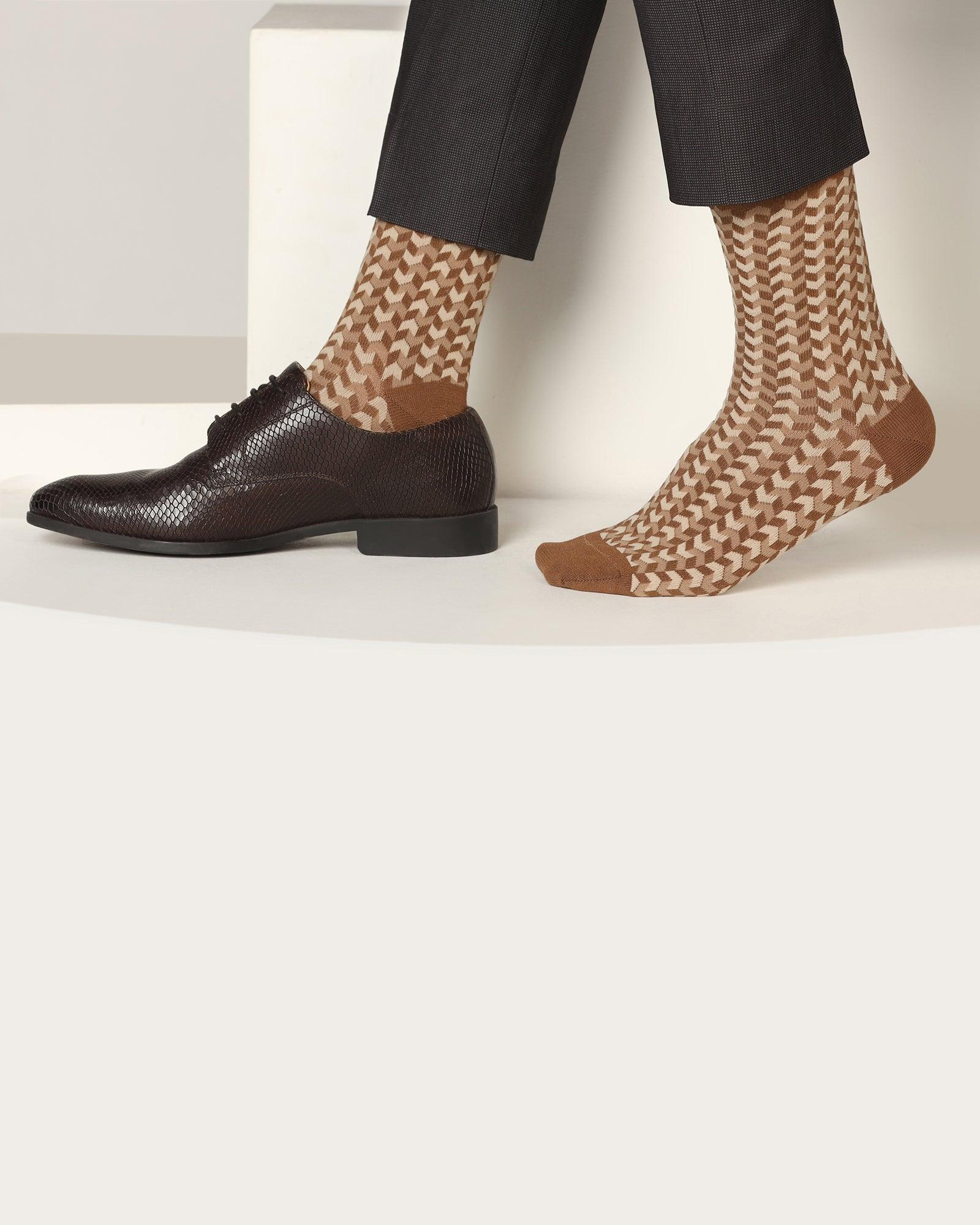 Cotton Beige Textured Socks - Snap - Blackberrys