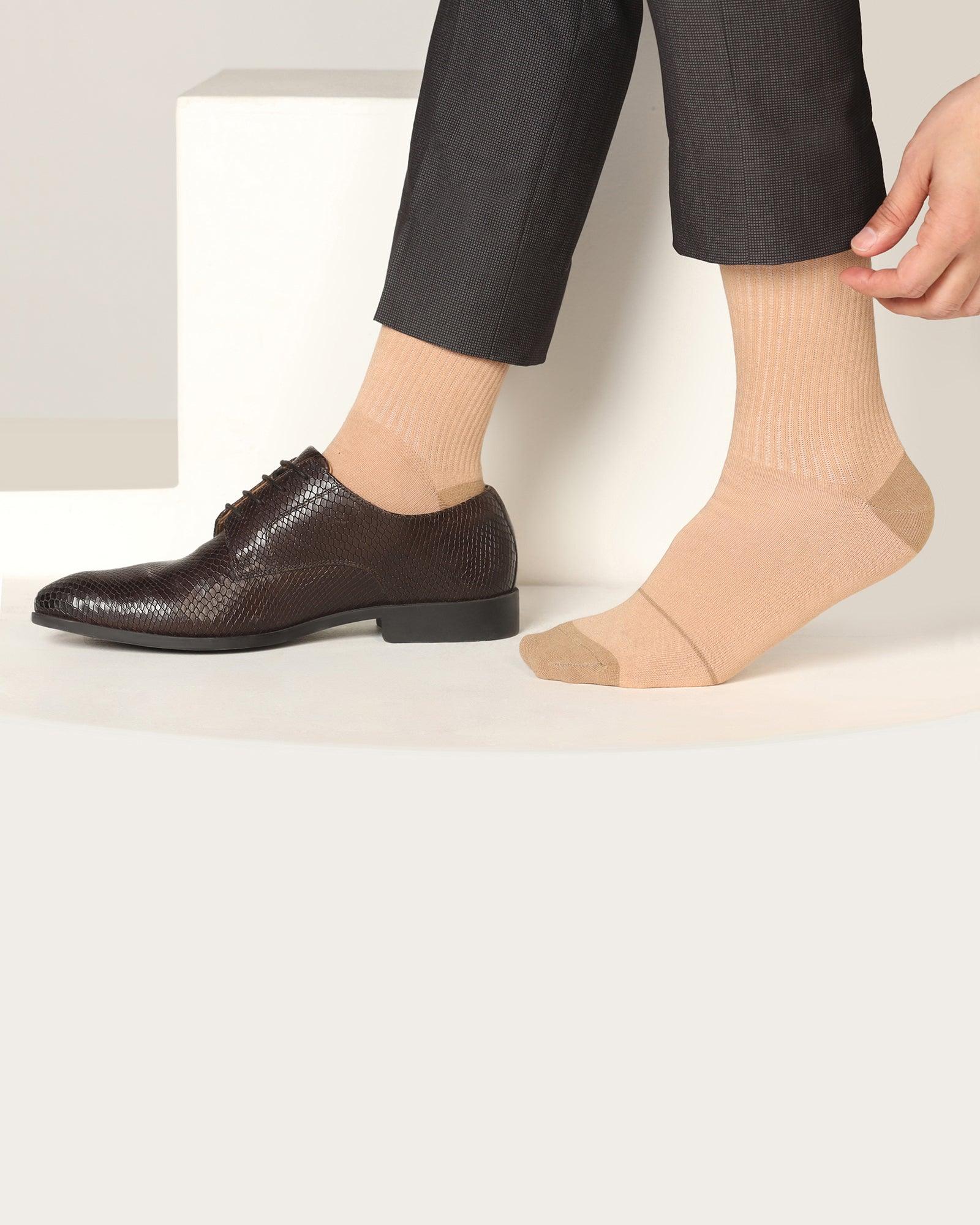 Cotton Beige Textured Socks - Snow - Blackberrys