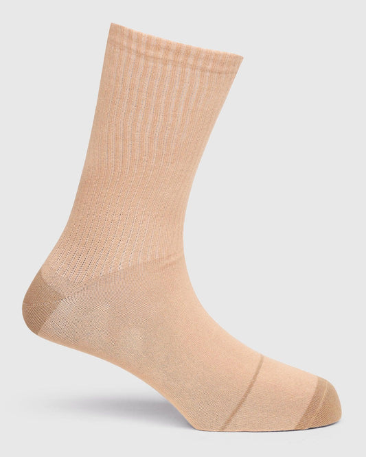Cotton Beige Knitted Socks - Snow