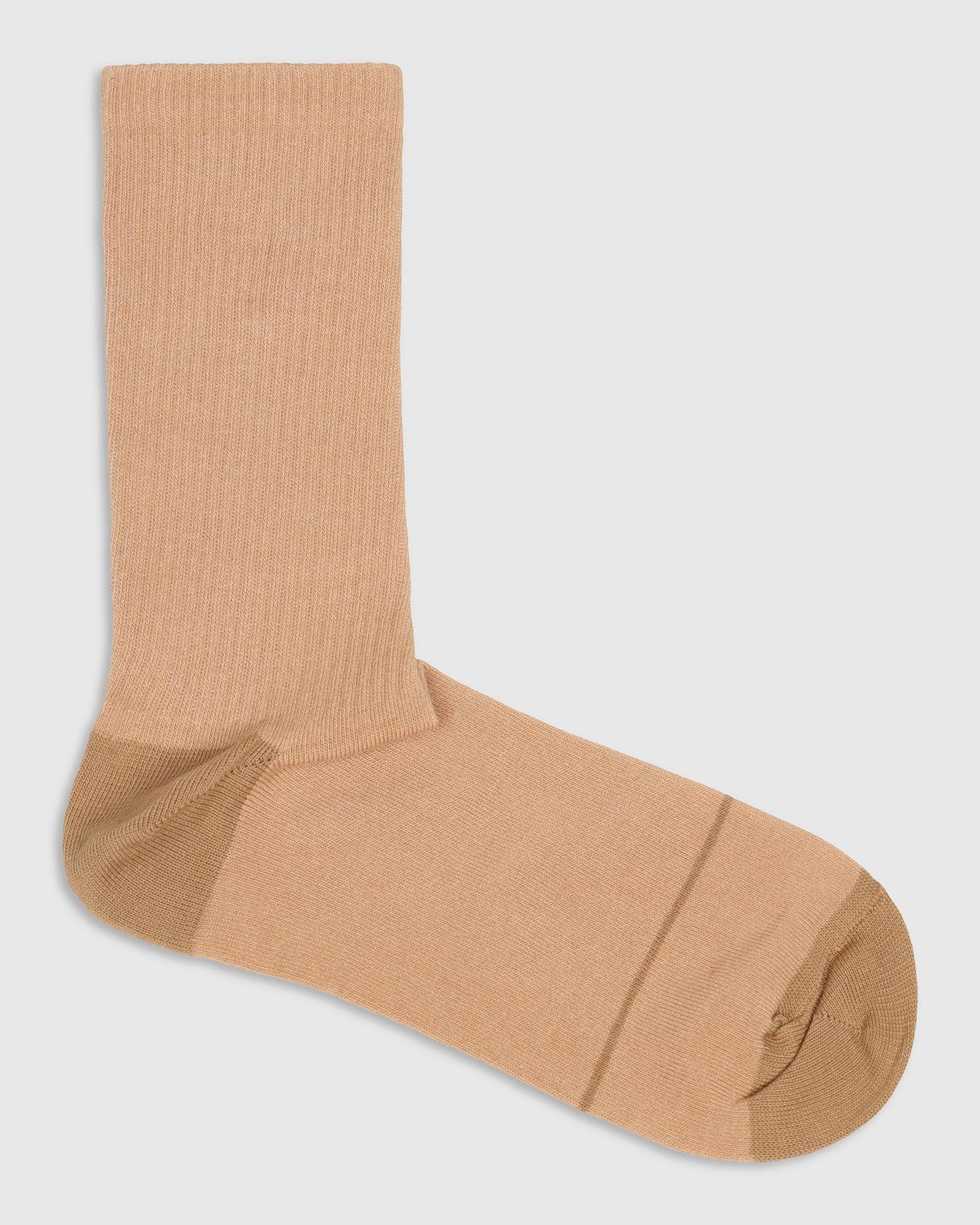Cotton Beige Textured Socks - Snow - Blackberrys