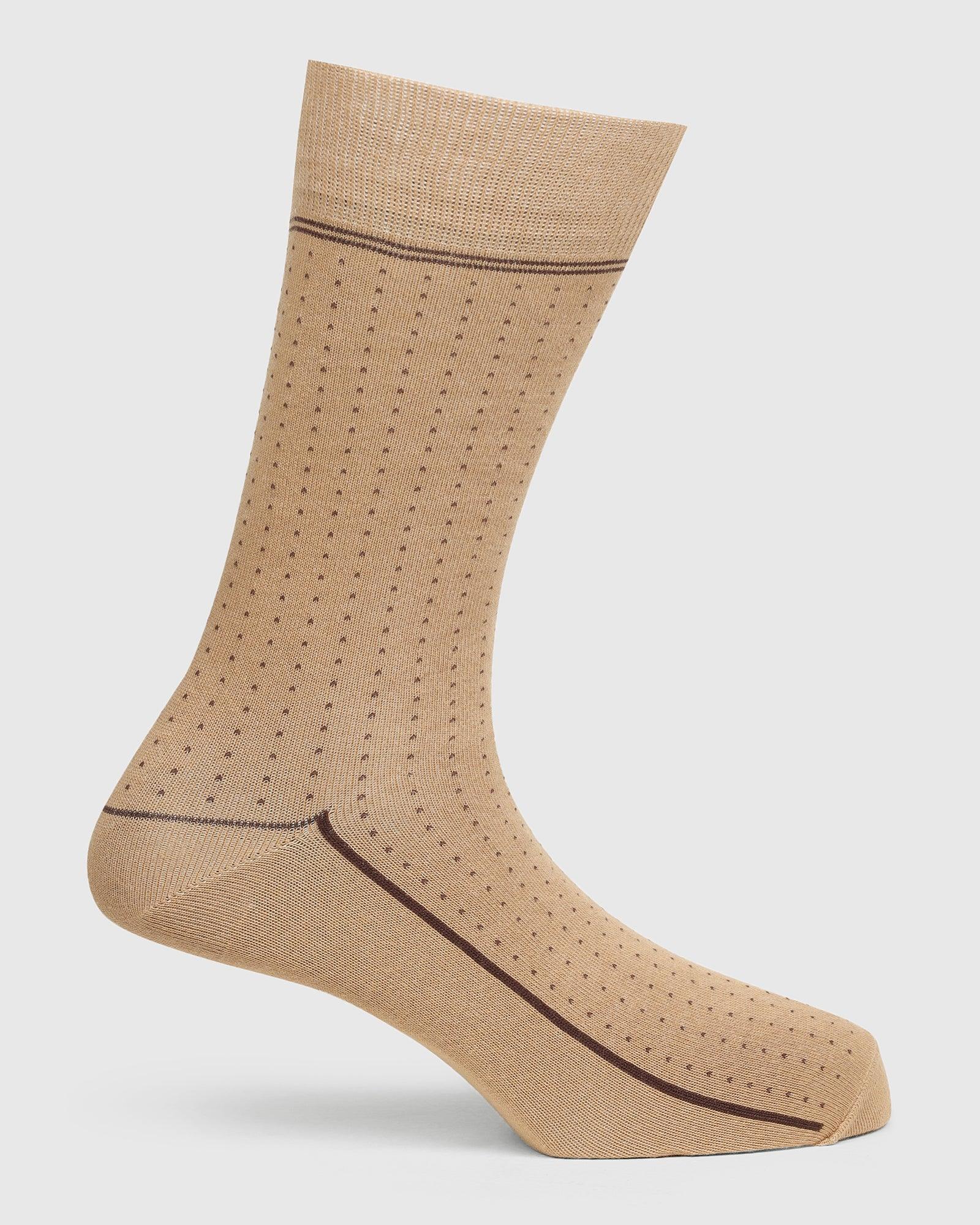 Cotton Beige Knitted Socks - Star