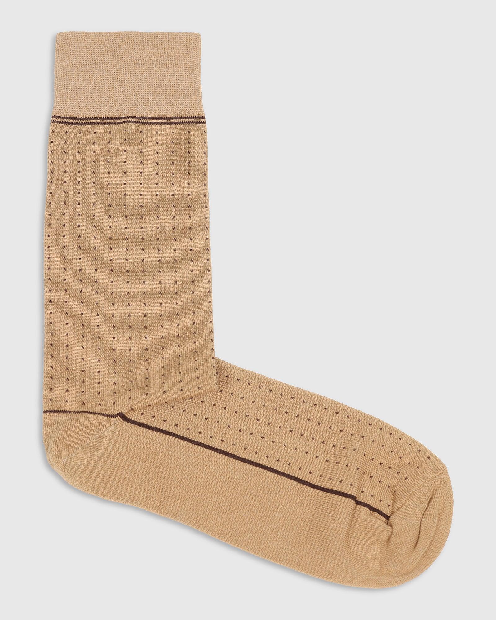 Cotton Beige Textured Socks - Star - Blackberrys