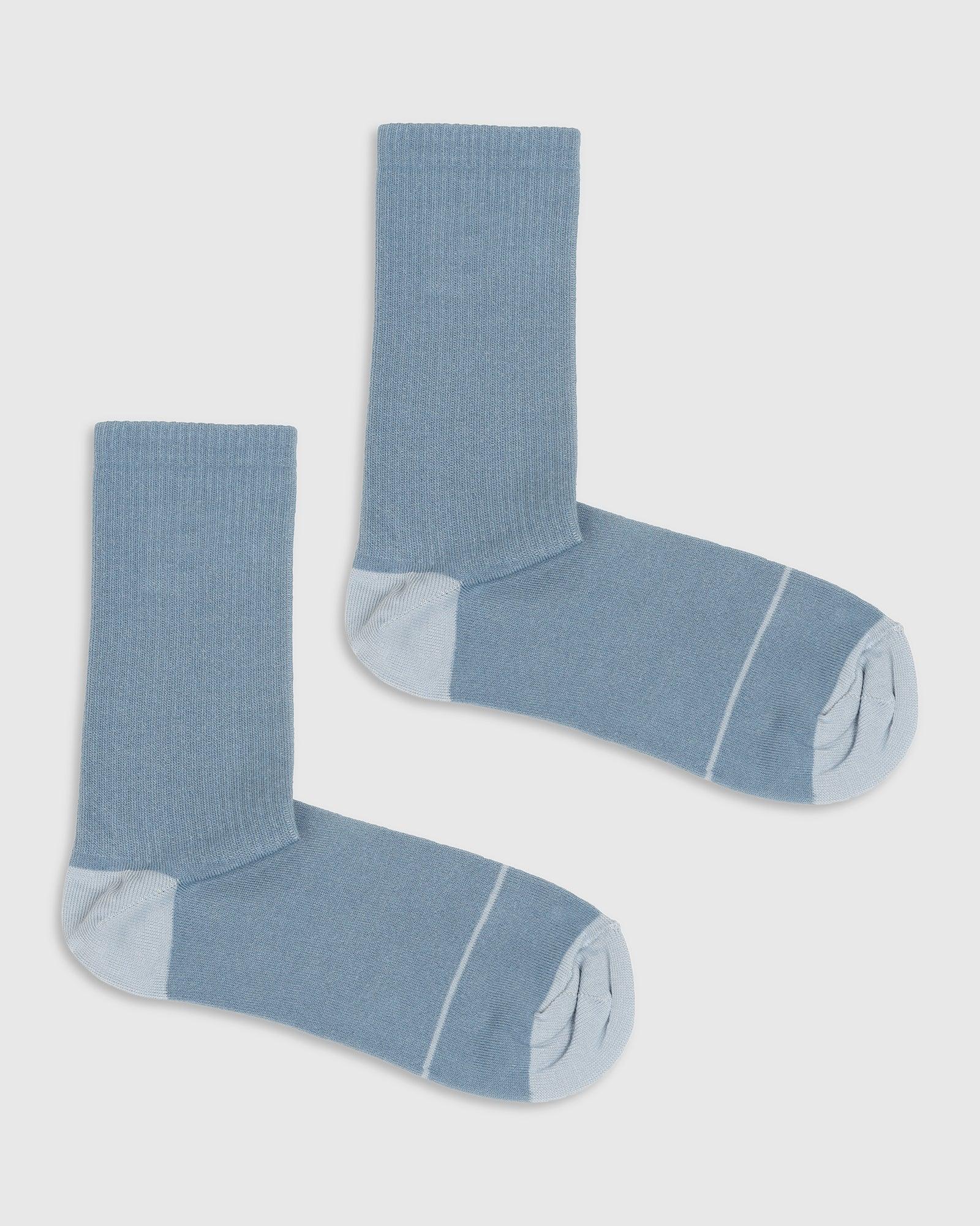 Cotton Blue Textured Socks - Snow - Blackberrys