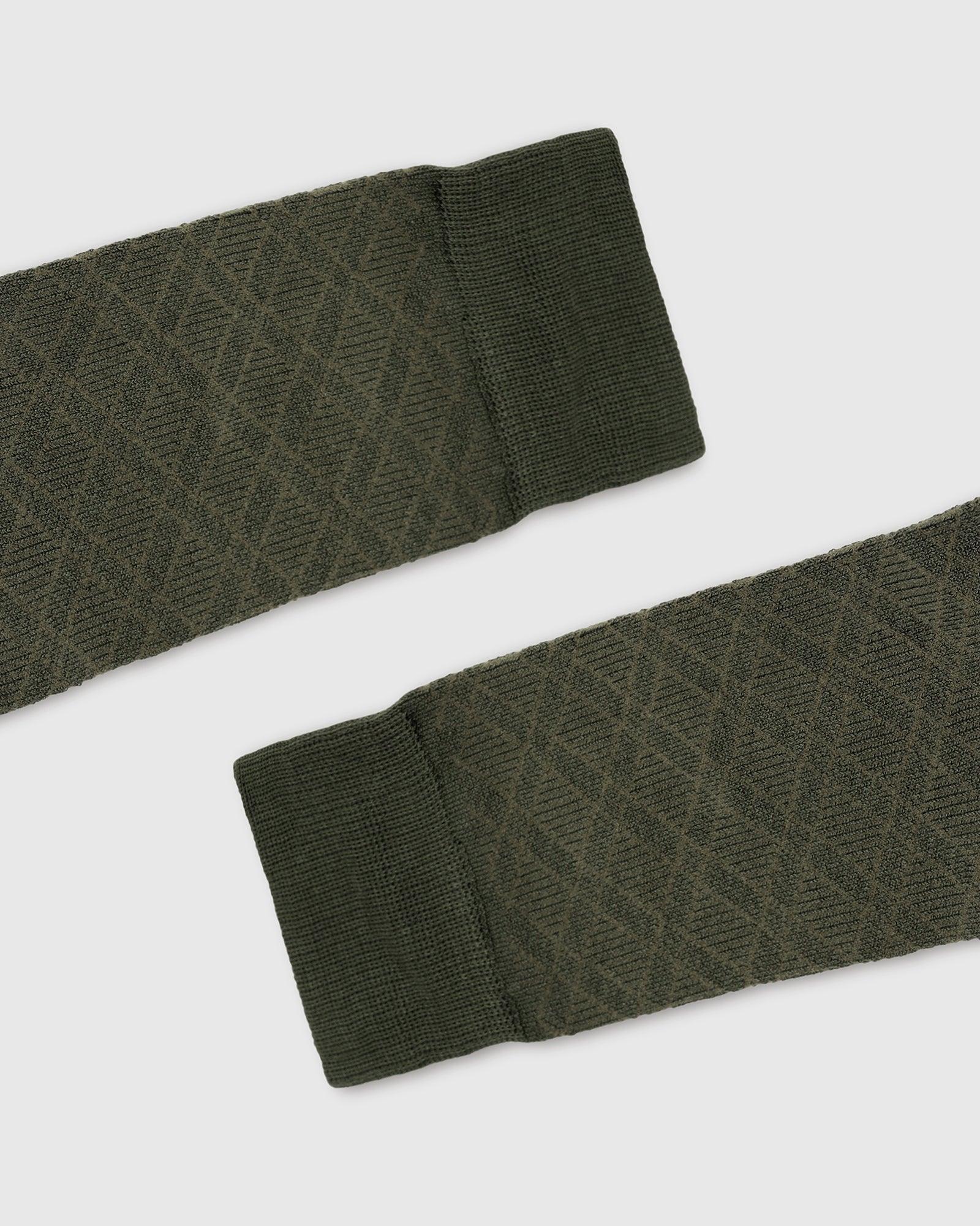 Cotton Dark Olive Check Socks - Saffron - Blackberrys