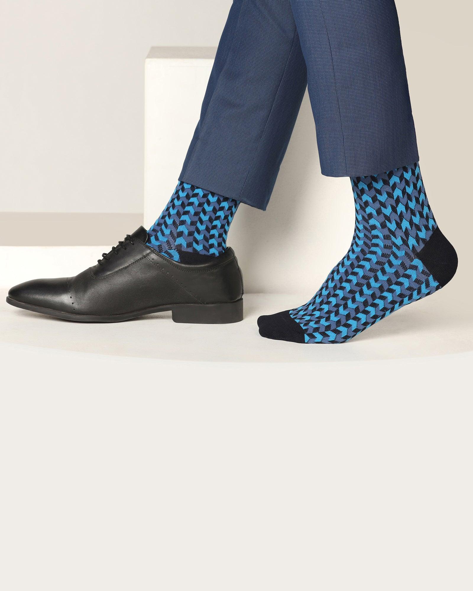 Cotton Deep Navy Textured Socks - Snap - Blackberrys