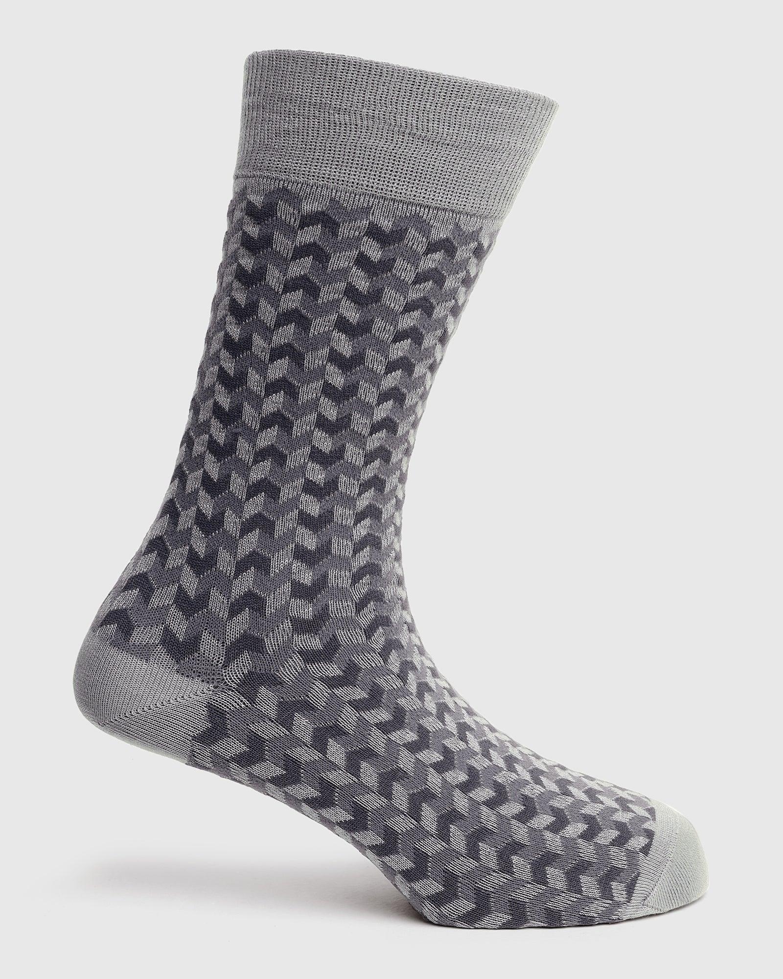 Cotton Grey Knitted Socks - Snap