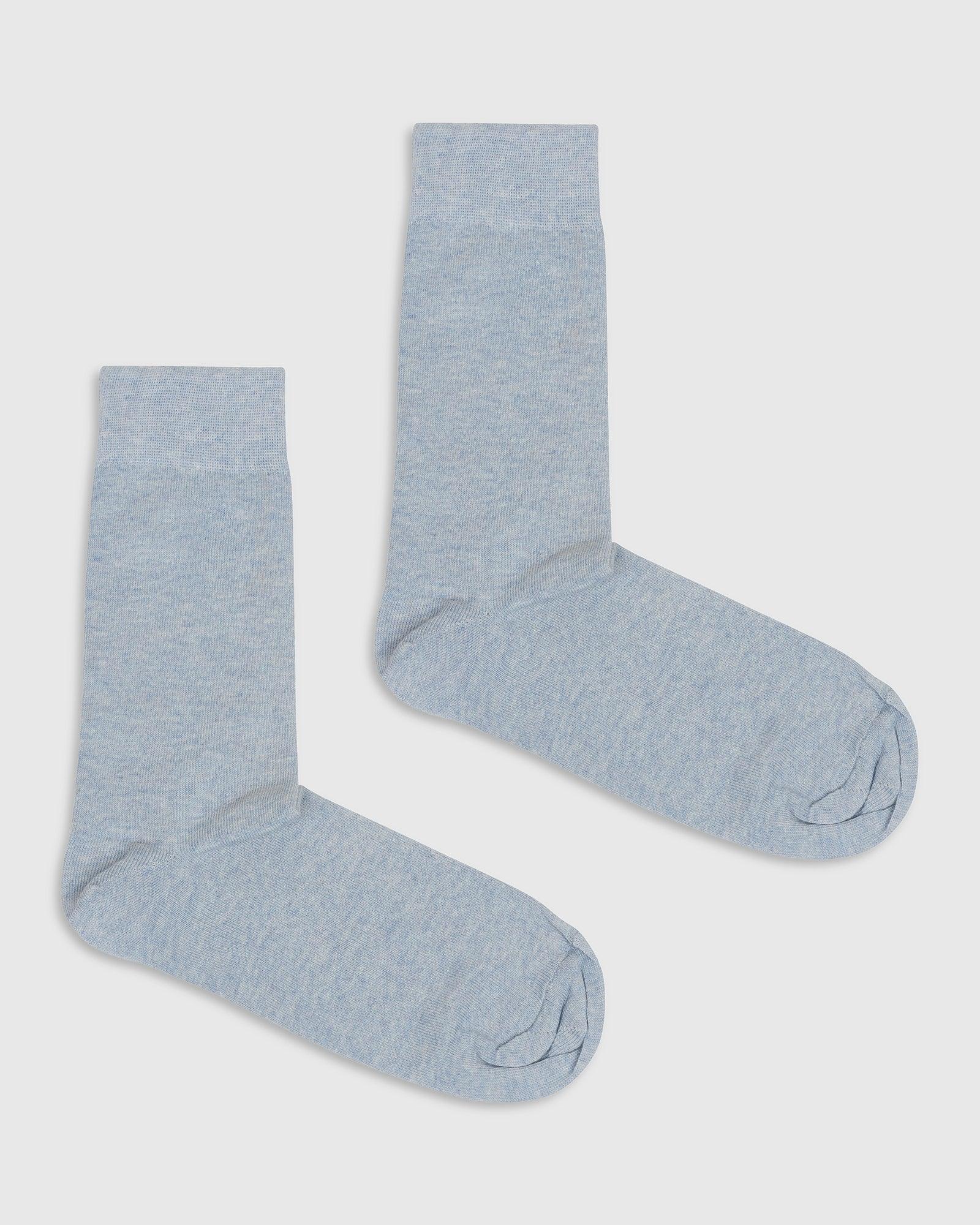 Cotton Light Blue Solid Socks - Samu - Blackberrys