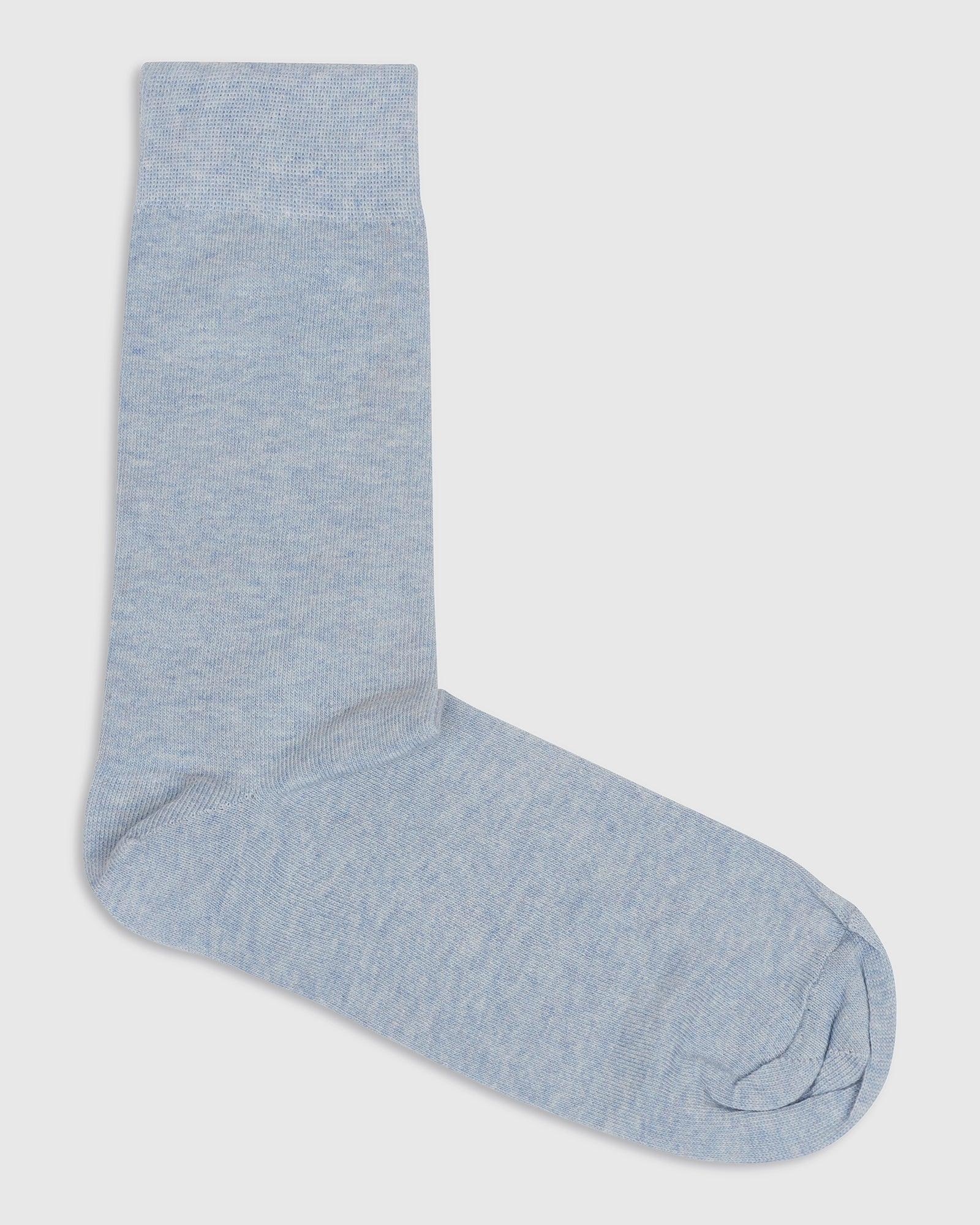 Cotton Light Blue Solid Socks - Samu - Blackberrys