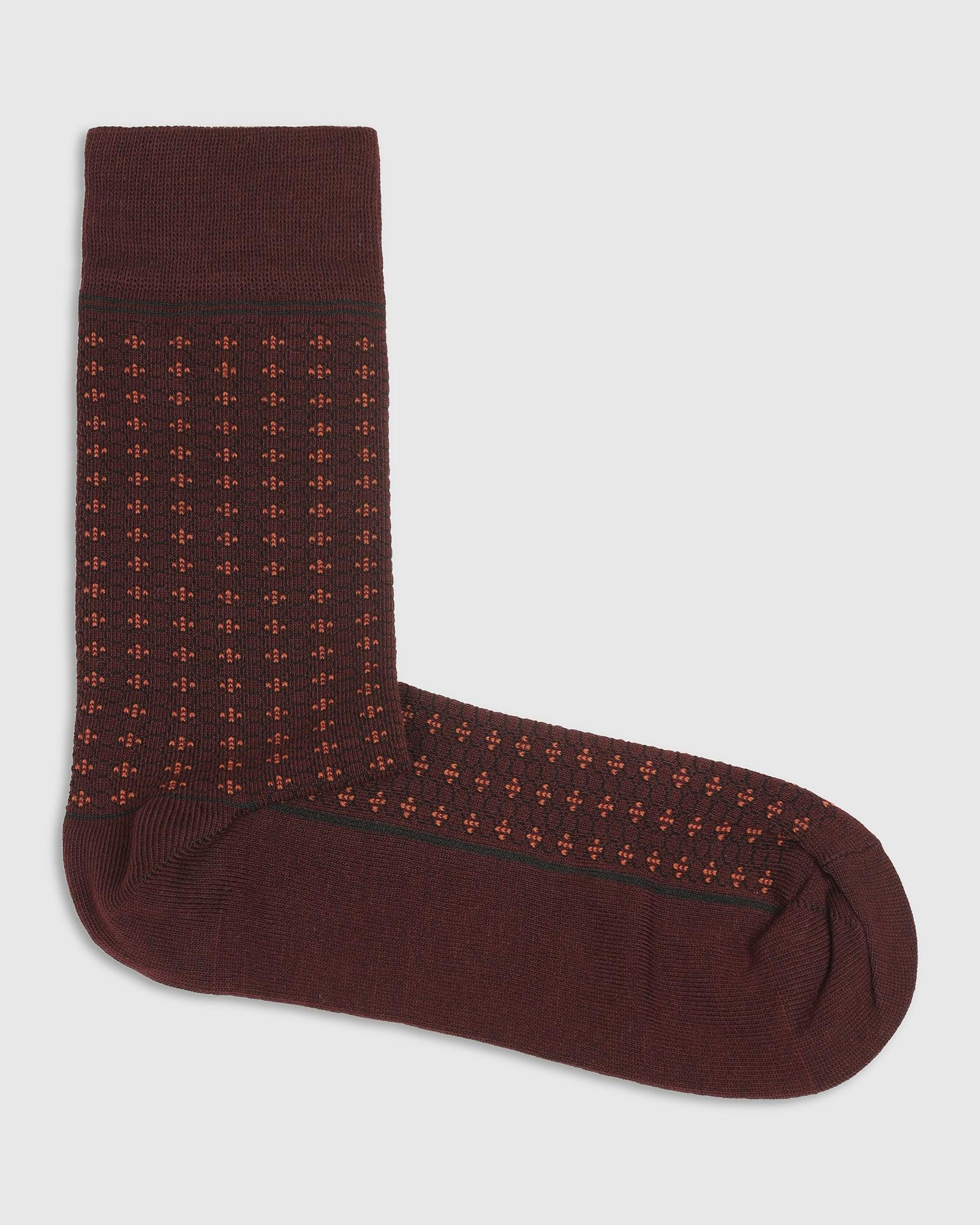 Cotton Maroon Textured Socks - Skull - Blackberrys