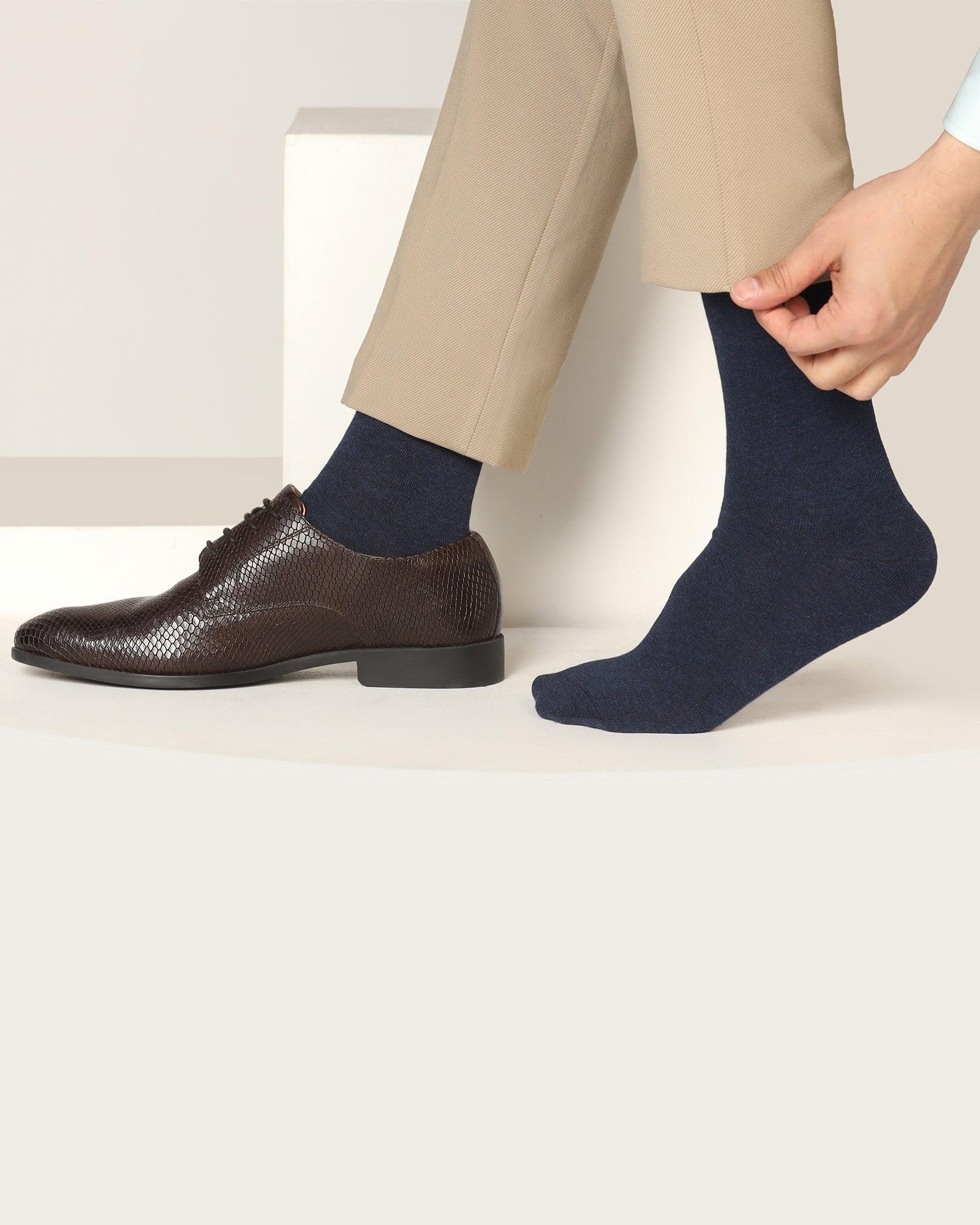 Cotton Navy Solid Socks - Samu - Blackberrys