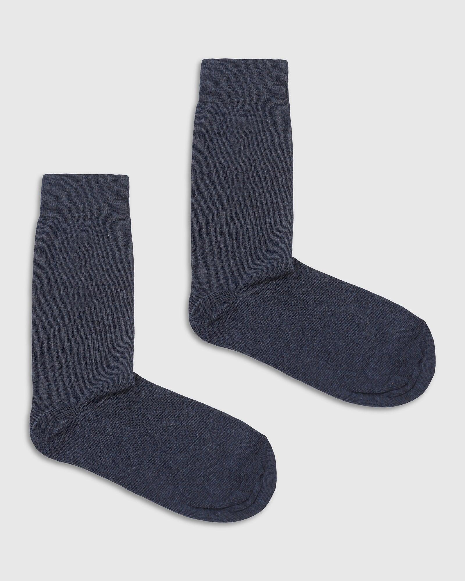 Cotton Navy Solid Socks - Samu - Blackberrys