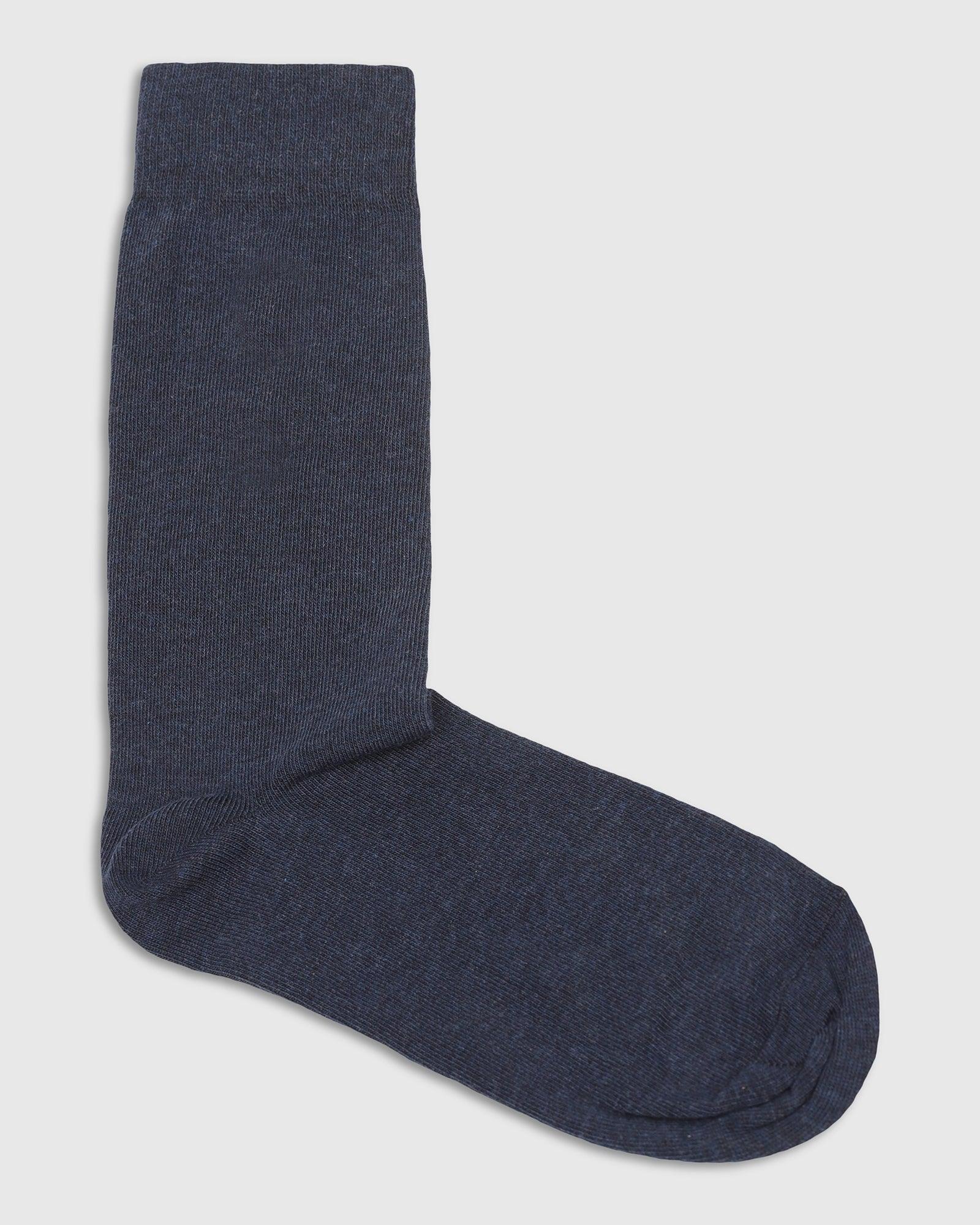 Cotton Navy Solid Socks - Samu - Blackberrys