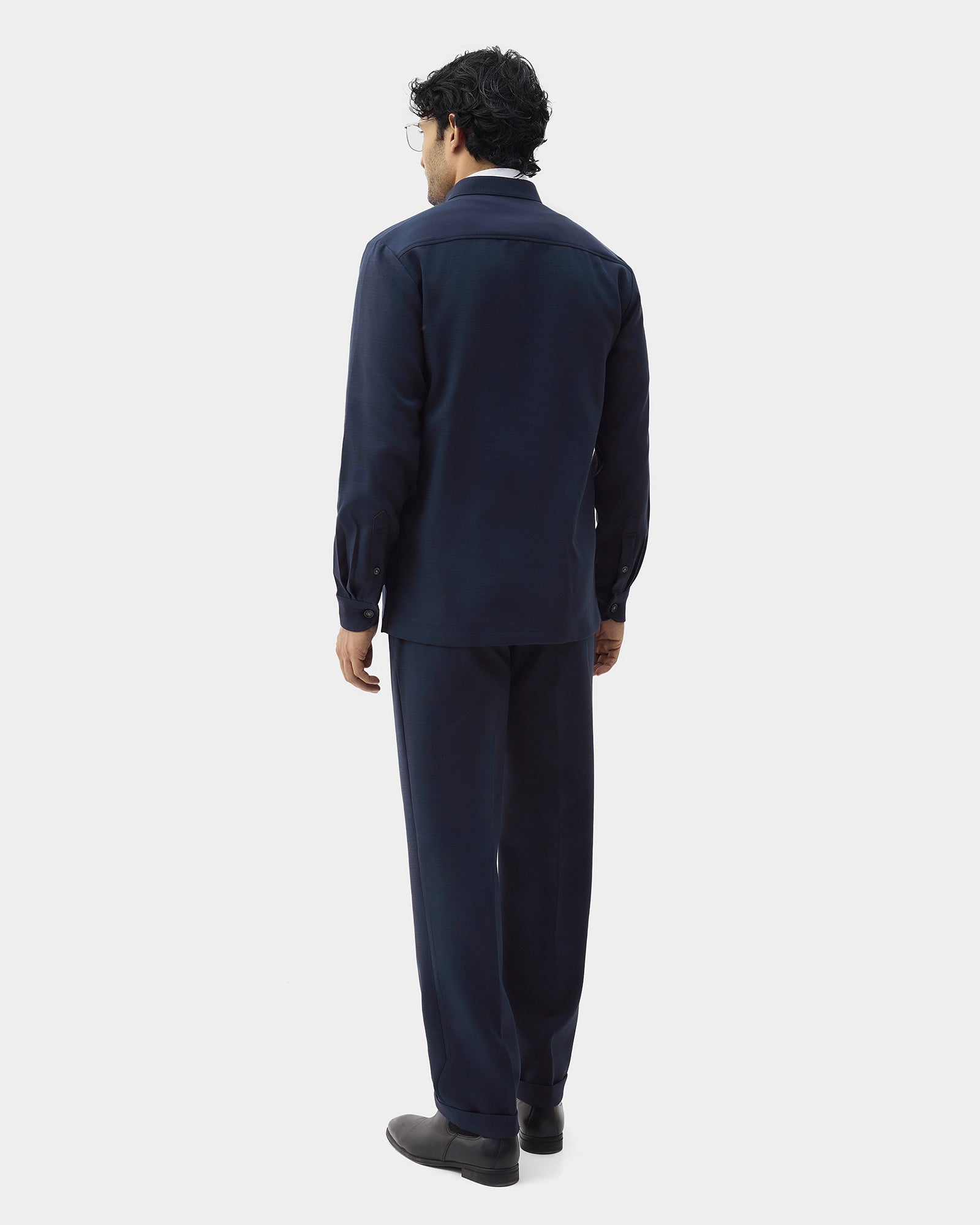 Navy Two Piece Textured Suit - Ketor