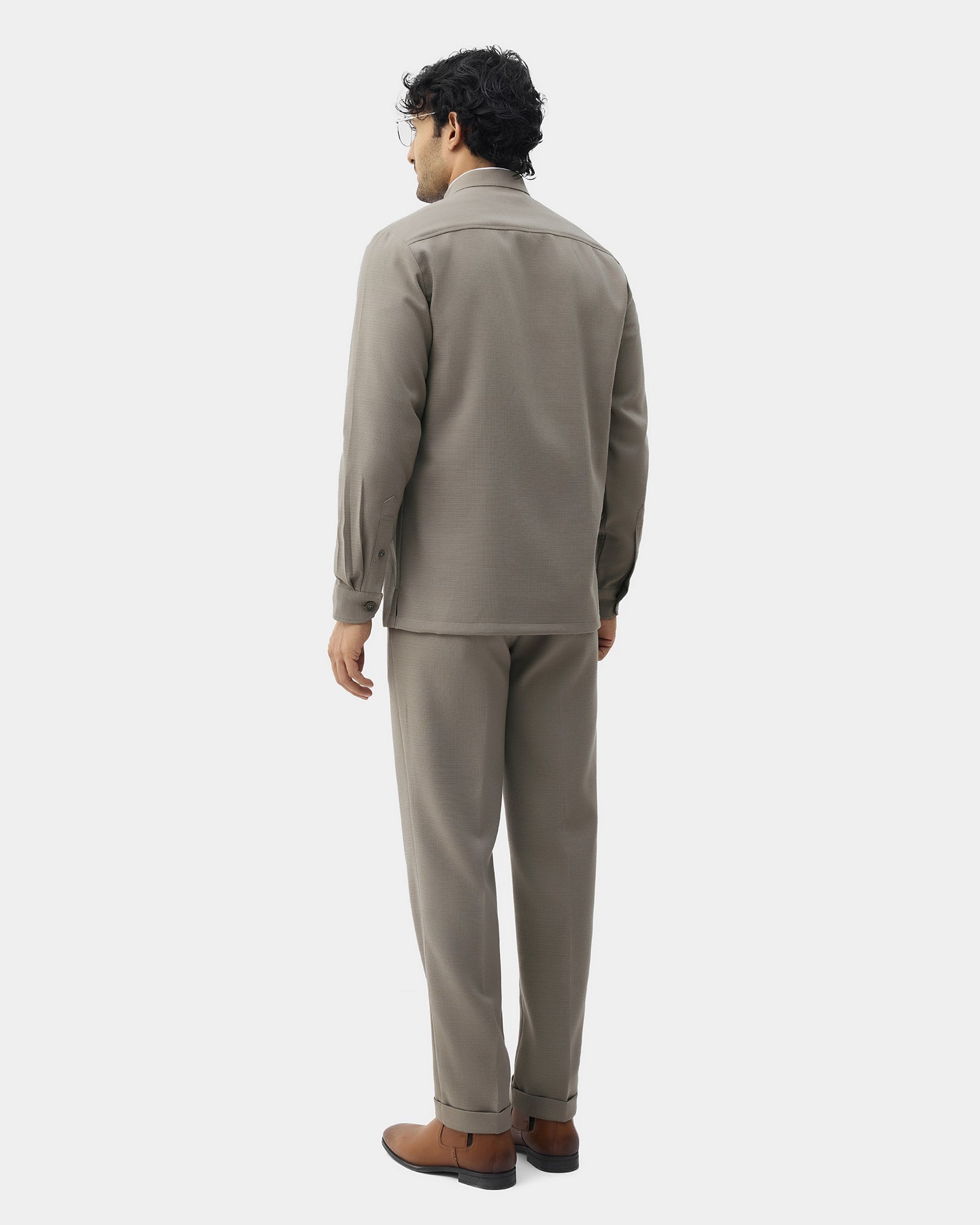 Olive Two Piece Textured Suit - Ketor