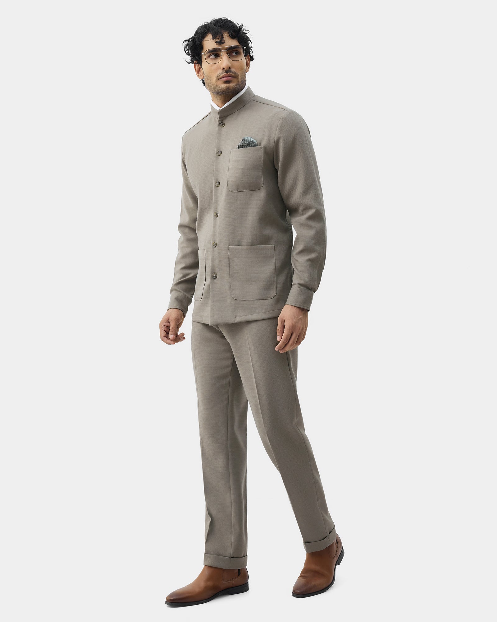 Olive Two Piece Textured Suit - Ketor