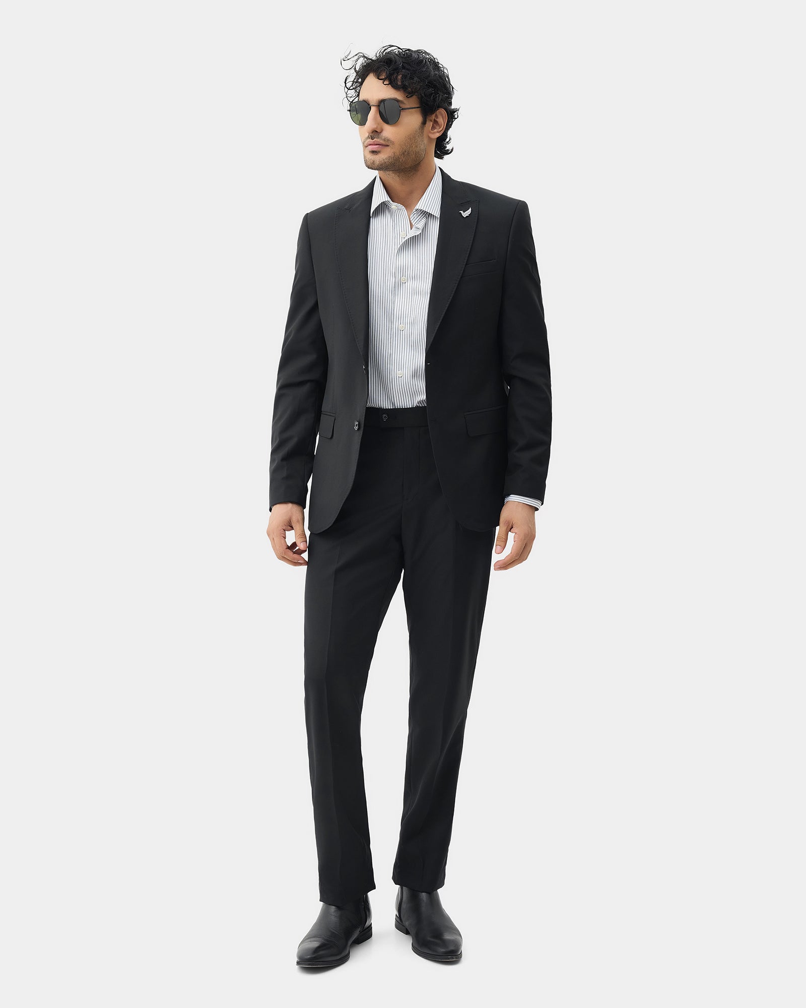 Black Two Piece Textured Suit - Atoll