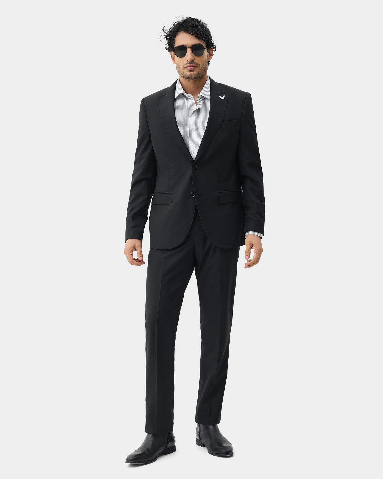 Black Two Piece Textured Suit - Atoll