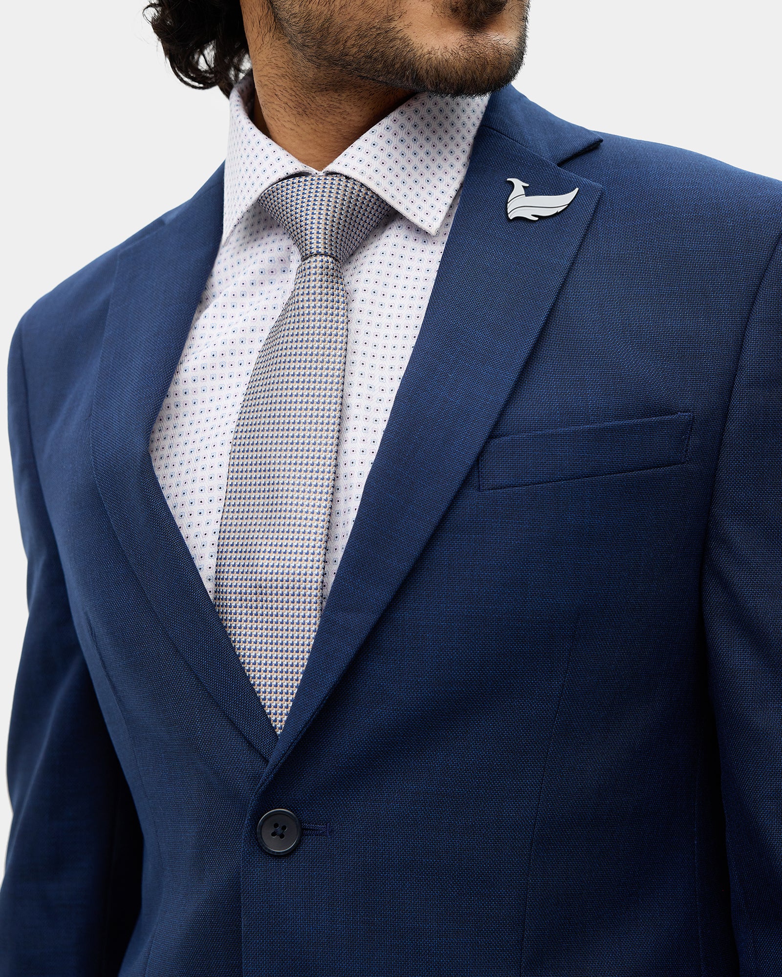 Navy Two Piece Textured Suit - Heckle
