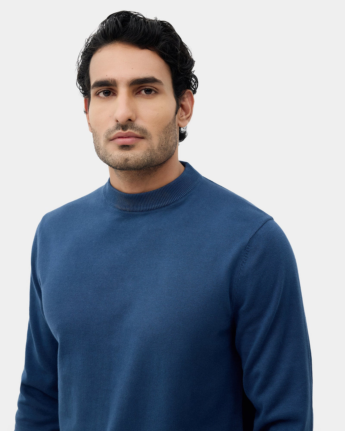 Dark Blue Solid Sweater - Mario