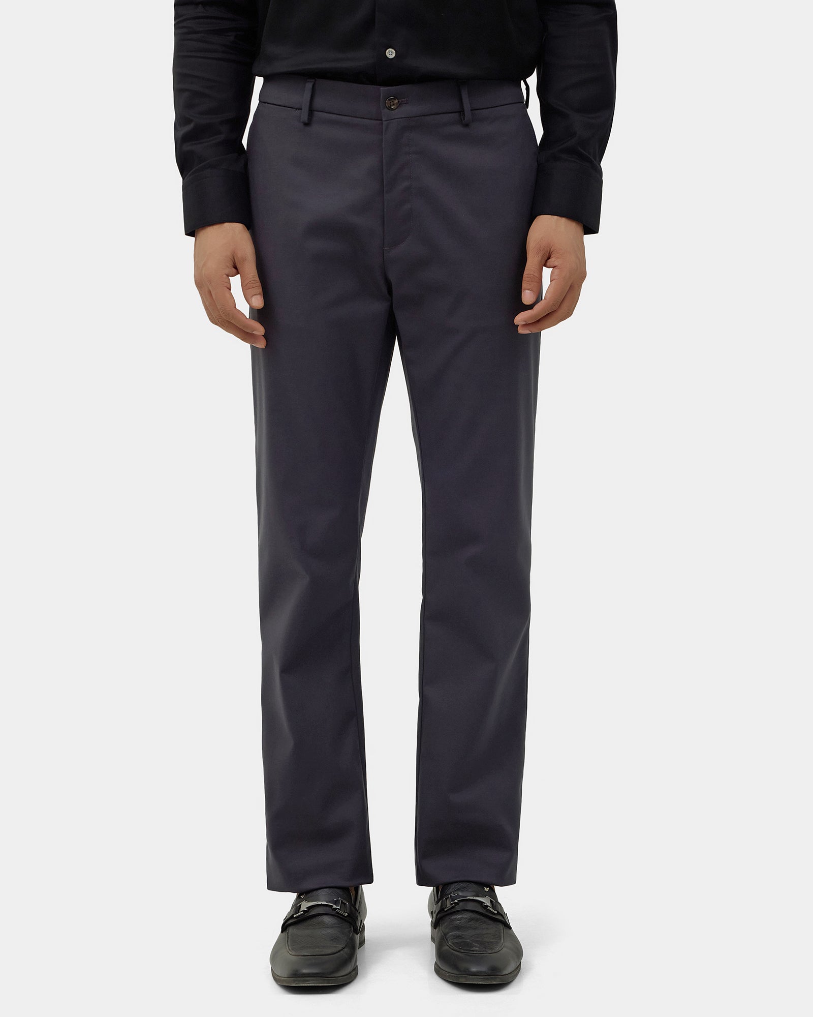 Dark Grey Unwrinkle Solid Khakis - Elgon