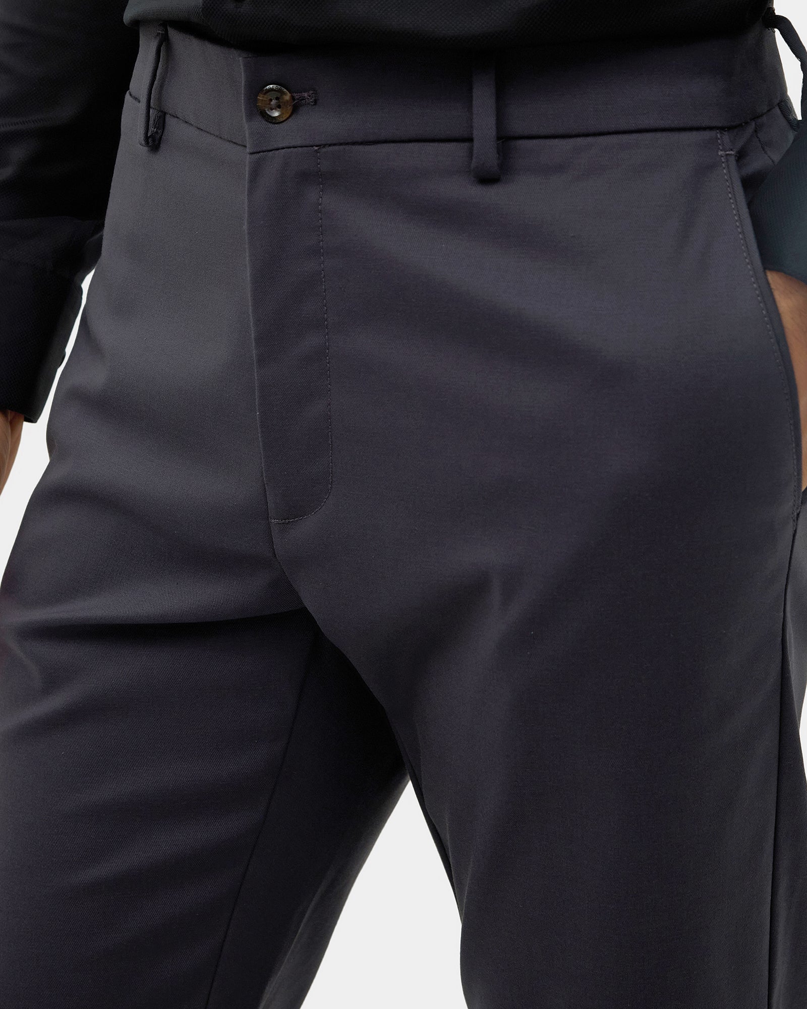 Dark Grey Unwrinkle Solid Khakis - Elgon