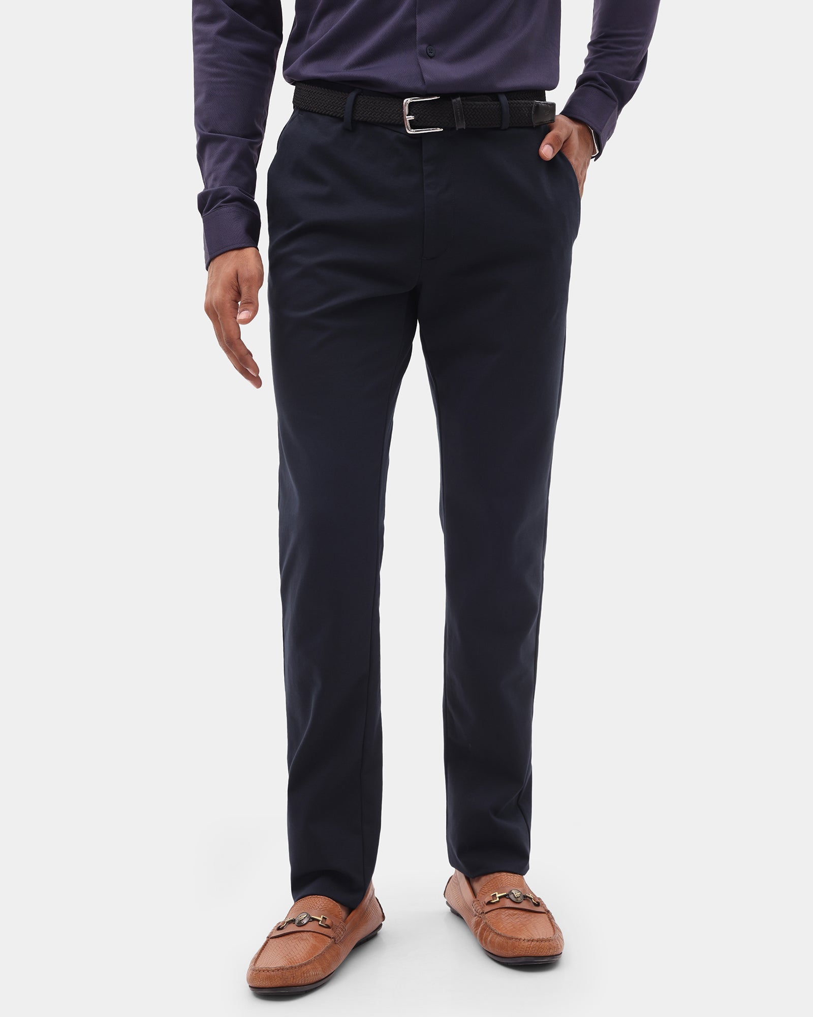 Must Haves Dark Navy Solid Khakis - Ziea