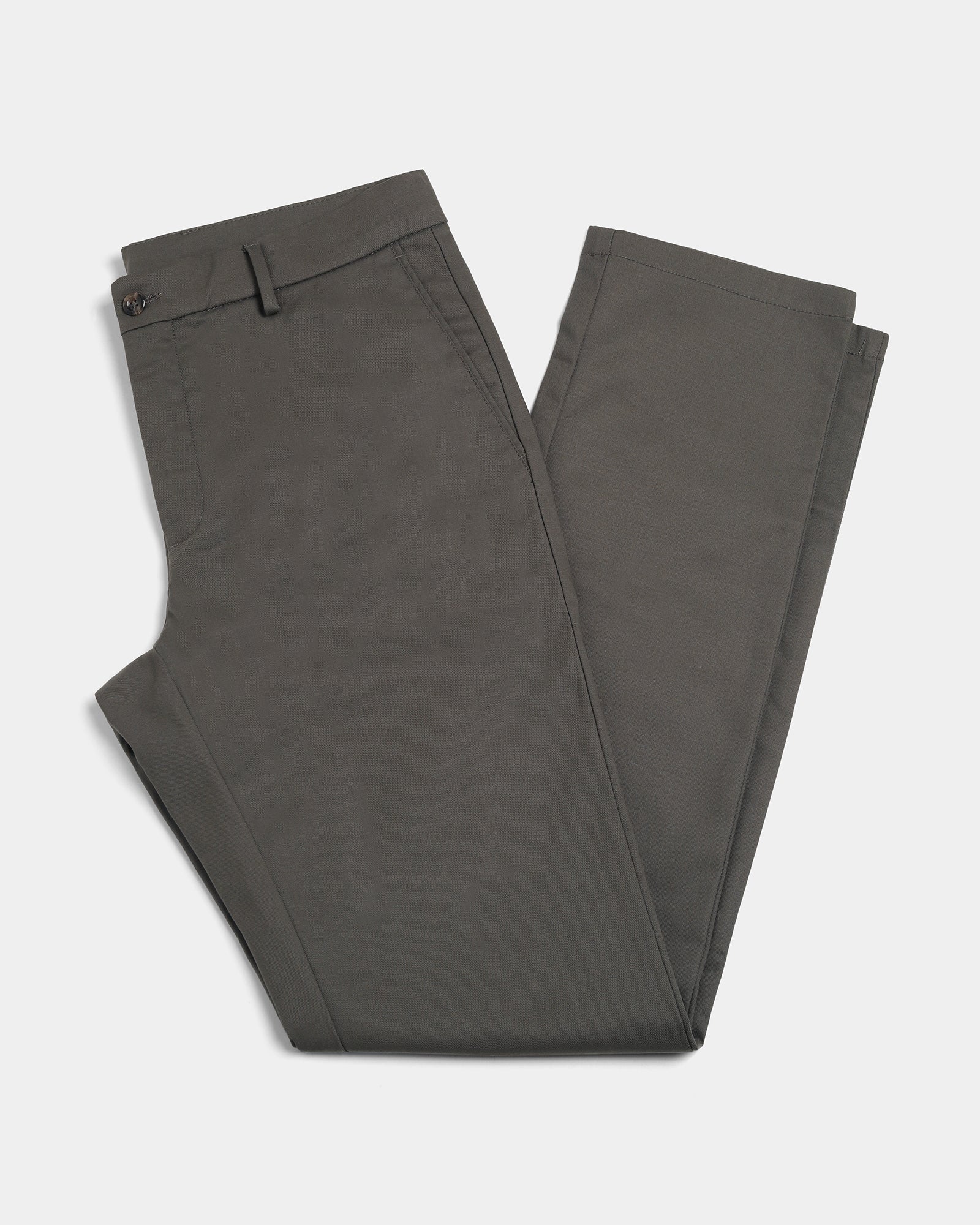 Dark Olive Unwrinkle Solid Khakis - Elgon