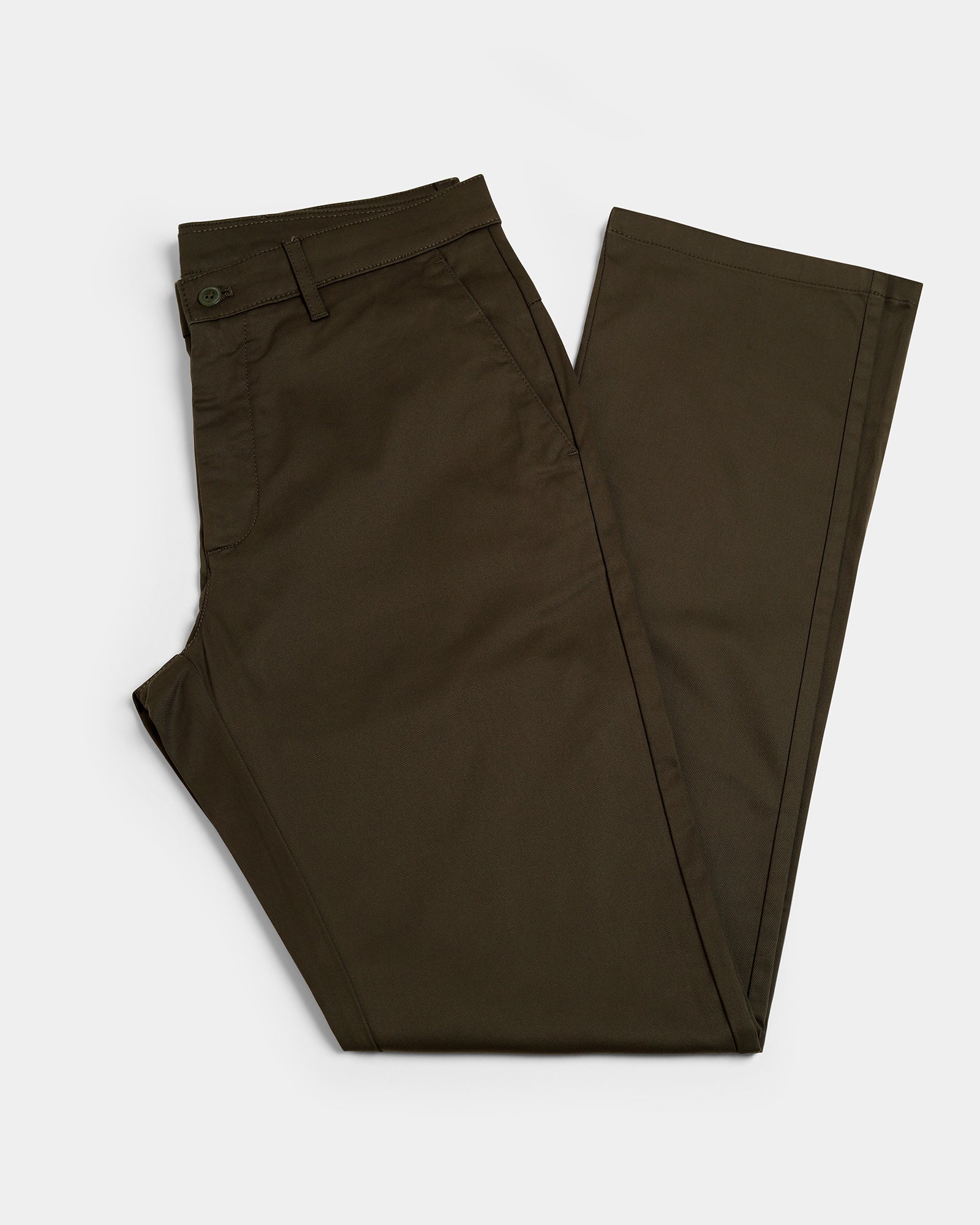 Dark Olive Unwrinkle Solid Khakis - Sinai