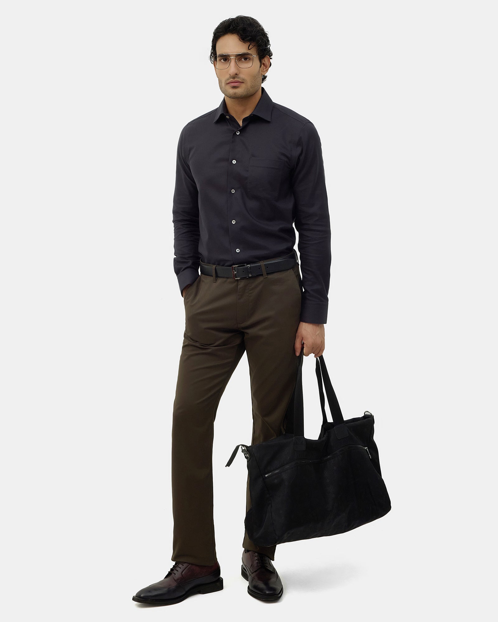 Dark Olive Unwrinkle Solid Khakis - Sinai