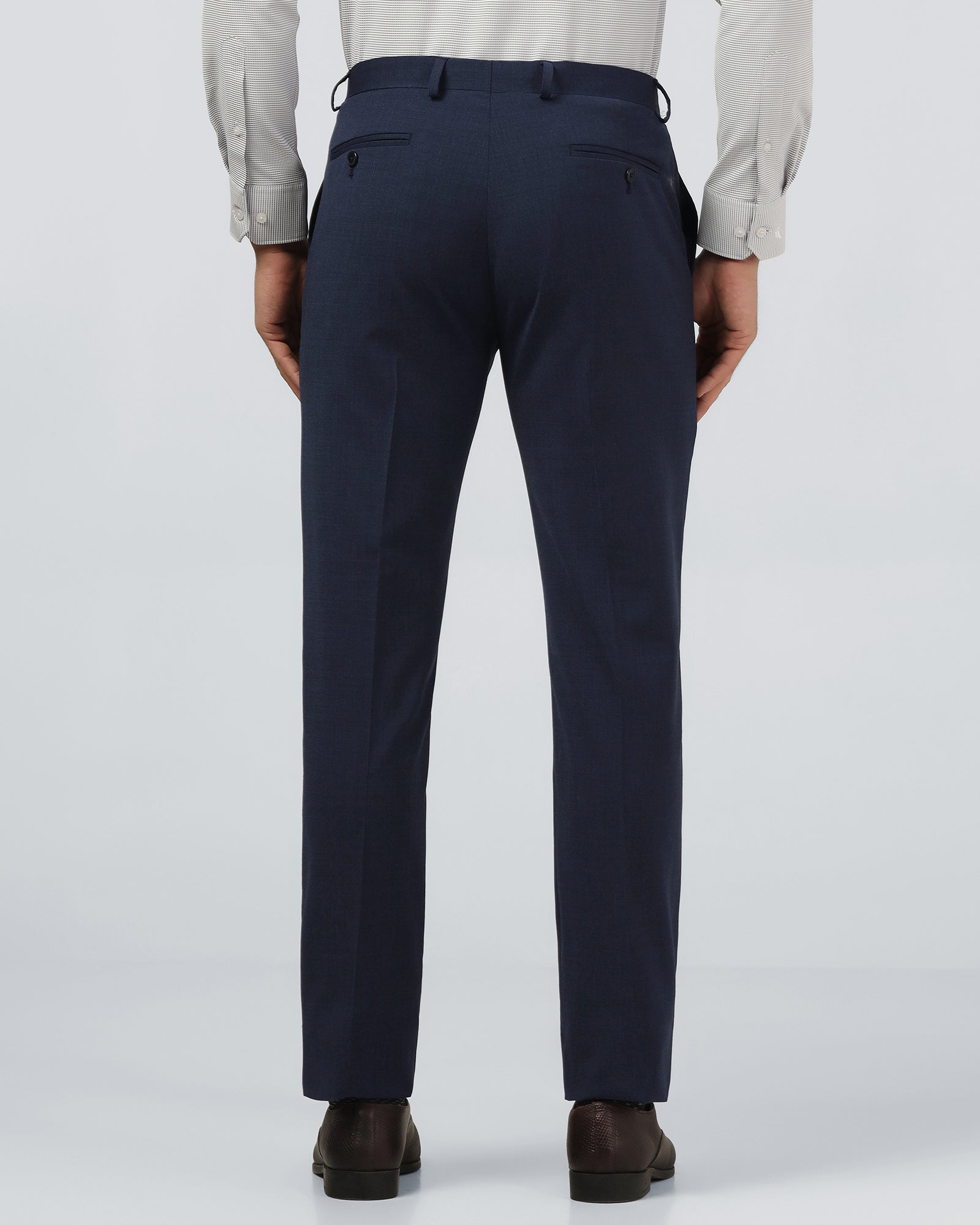 Navy Melange Textured Trouser - Caleb