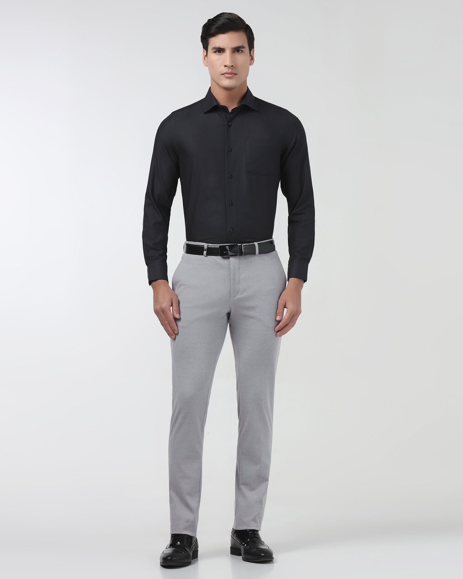 CLEAN FRONT SUPER SLIM FIT DOBBY TROUSER