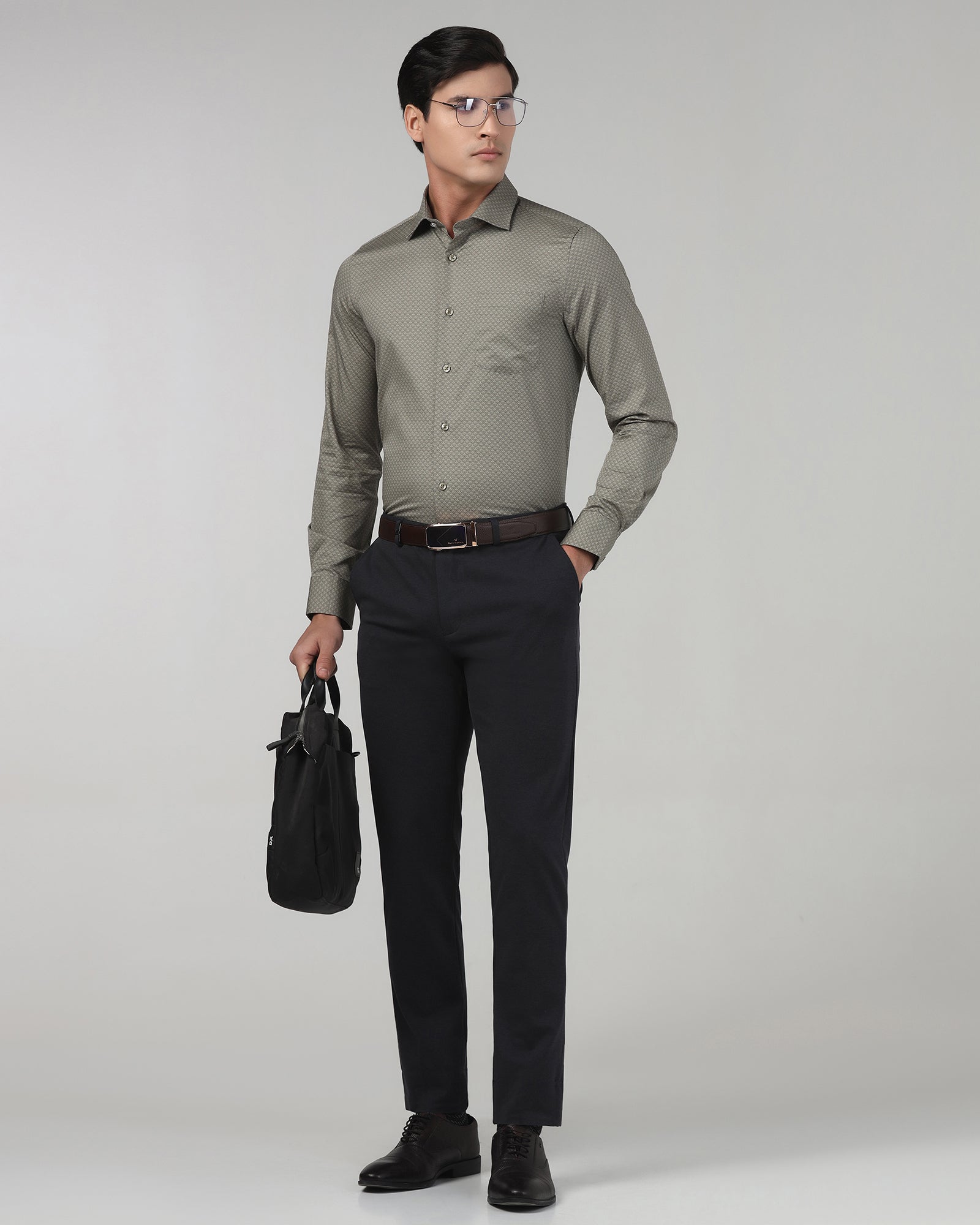 Mid Grey Textured Trouser - Jay