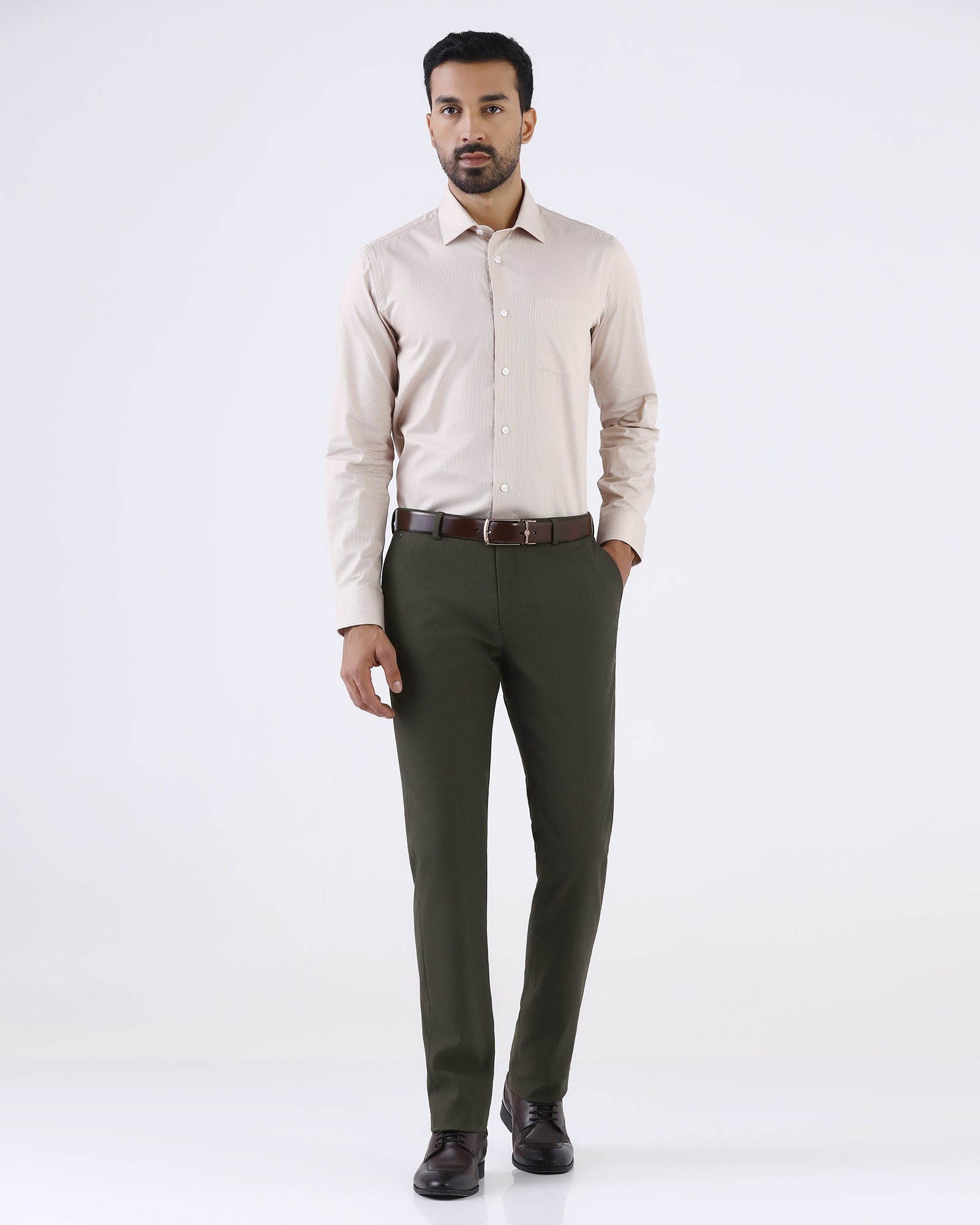 Olive Formal Dobby Formal Trouser - Anfredo
