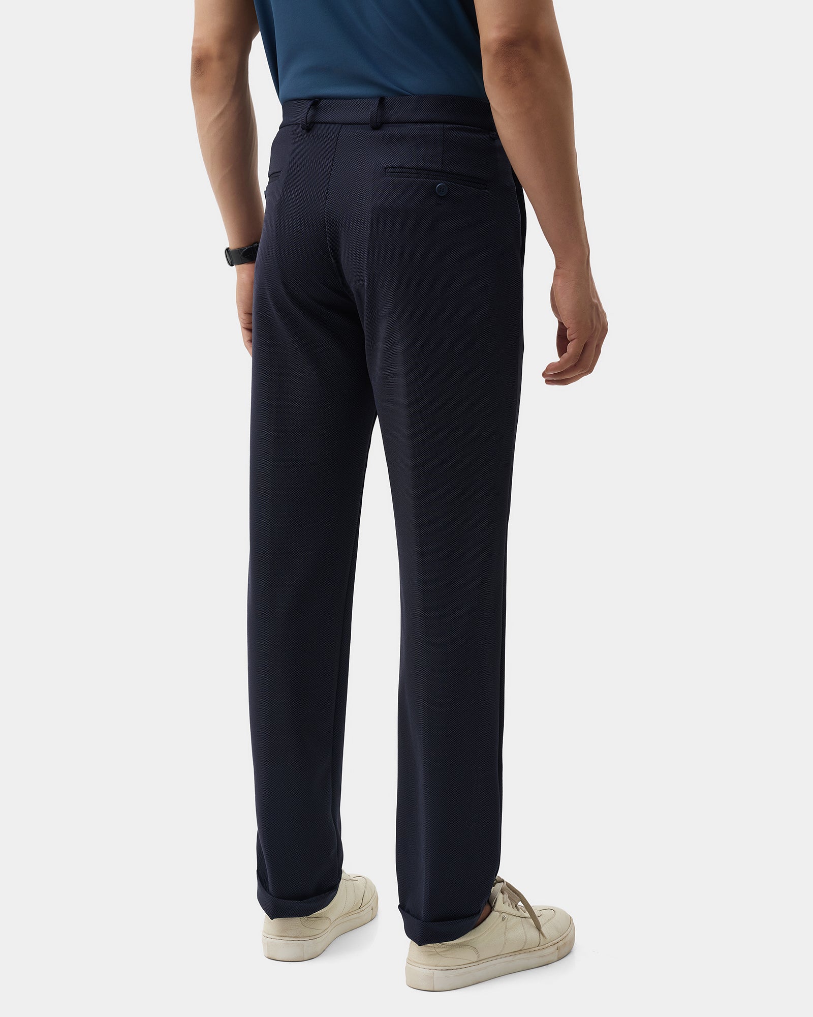 Navy TechPro Textured Trouser - Meteor