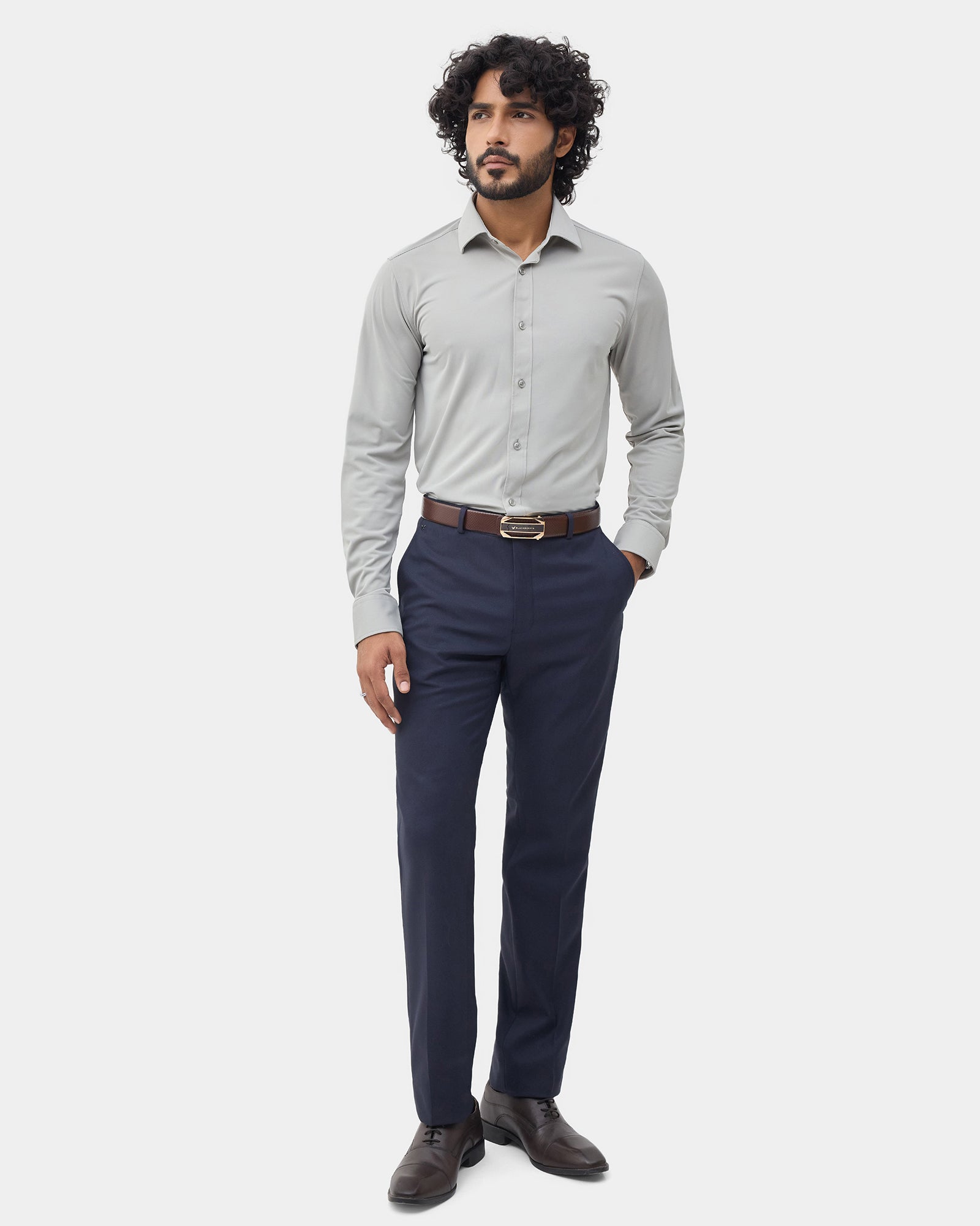 Navy Textured Trouser - Credor