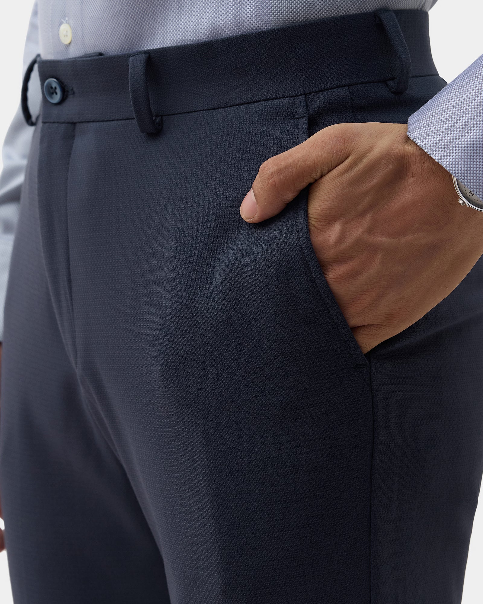Blue Technowaist Textured Trouser - Girard