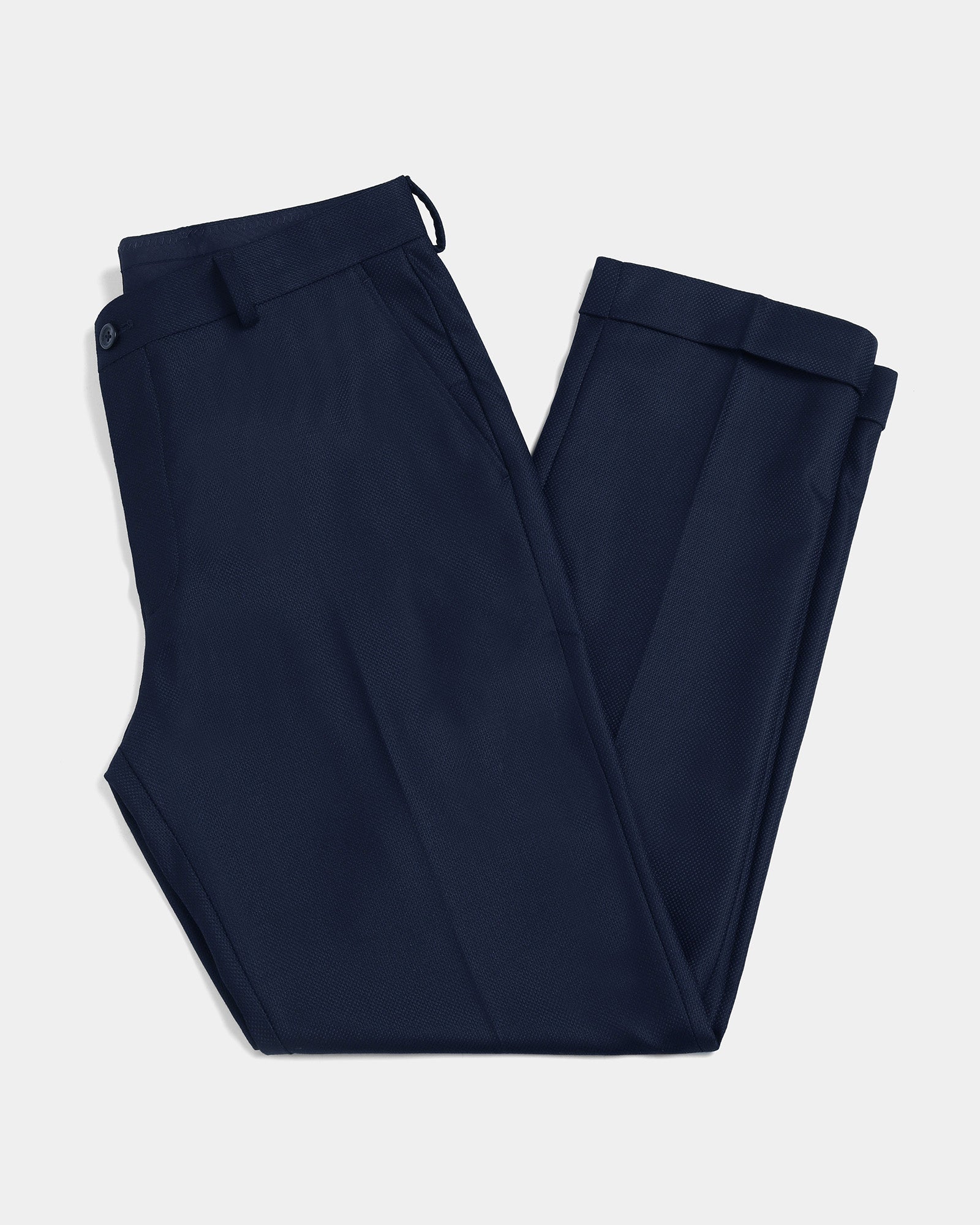 Navy Textured Trouser - Farer