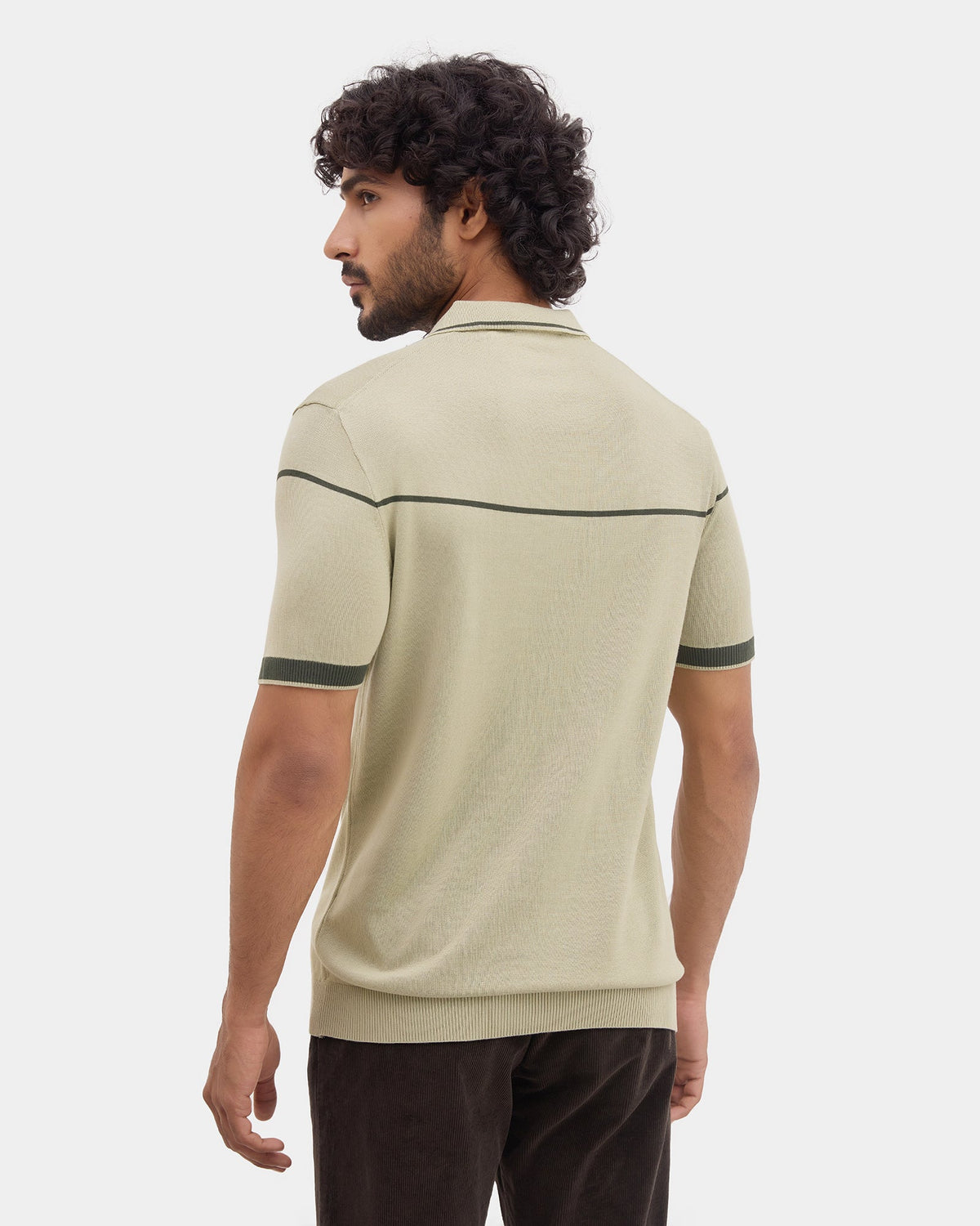 Dull Green Textured Polo - Licia
