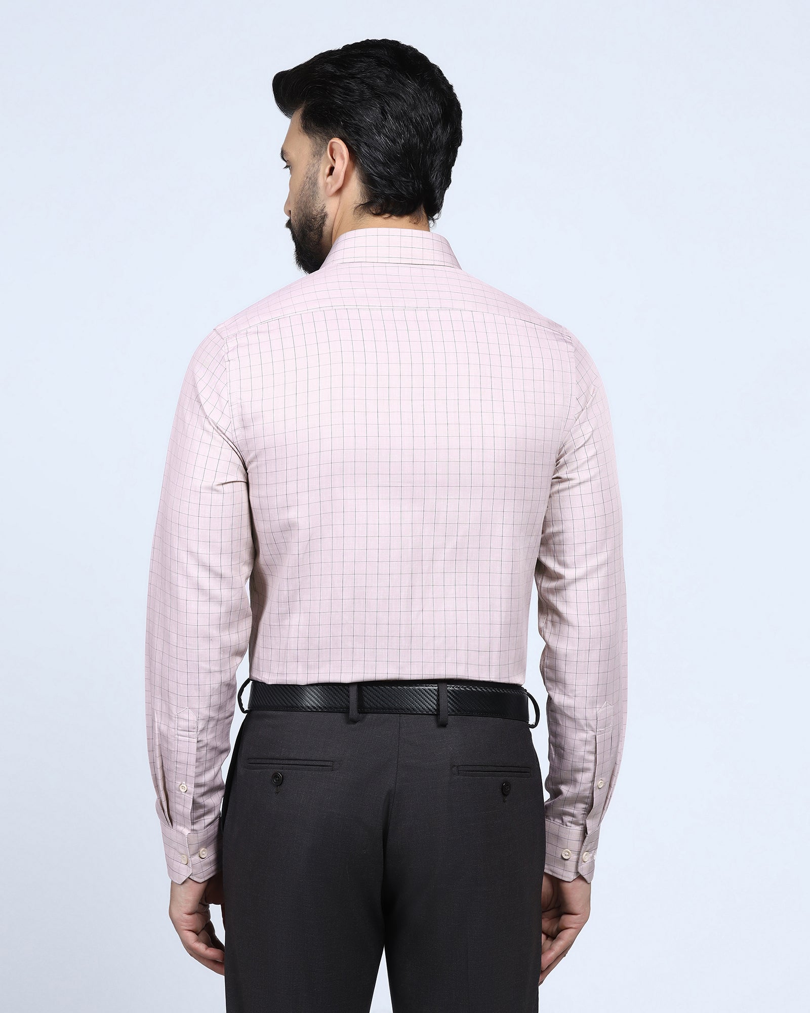 Dusty Pink Linen Check Shirt - Kayson